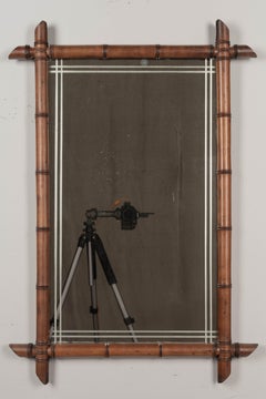 French Faux Bamboo Cherry Wood Mirror