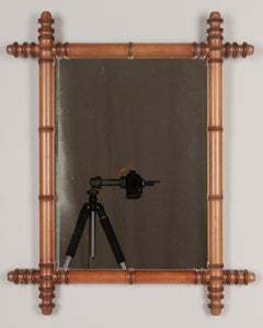 French Faux Bamboo Cherry Wood Mirror