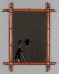 French Faux Bamboo Cherry Wood Mirror