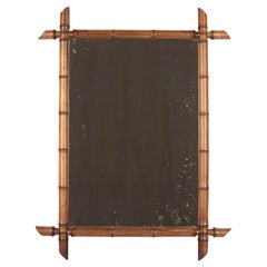 French Faux Bamboo Cherry Wood Mirror