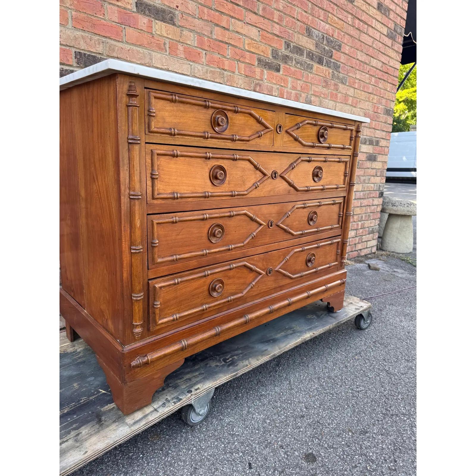 French Faux Bamboo Chest of Drawers For Sale 1