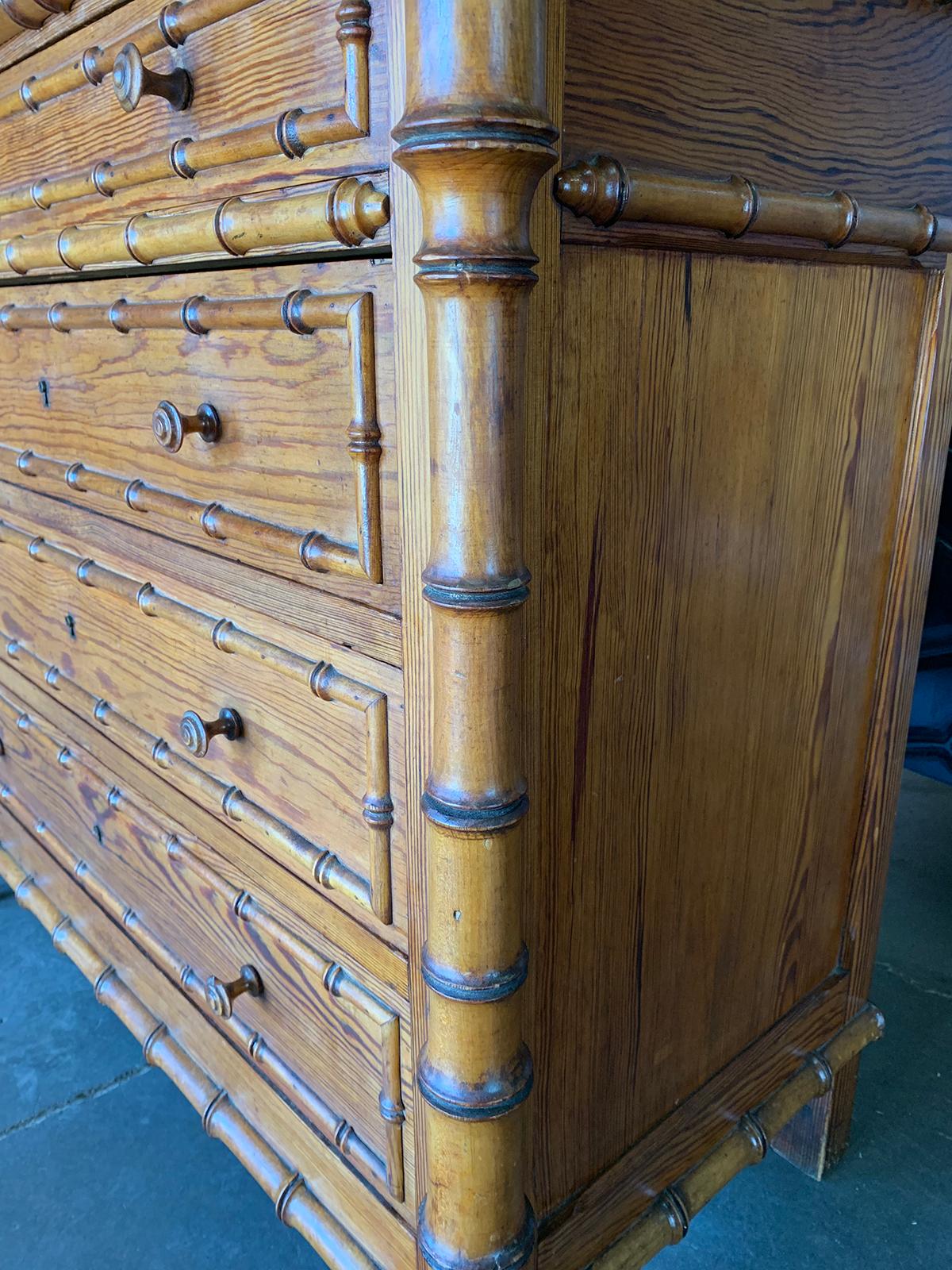 French Faux Bamboo Chest, White Marble Top, circa 1900 10