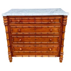 French faux bamboo chest with marble top 20th century