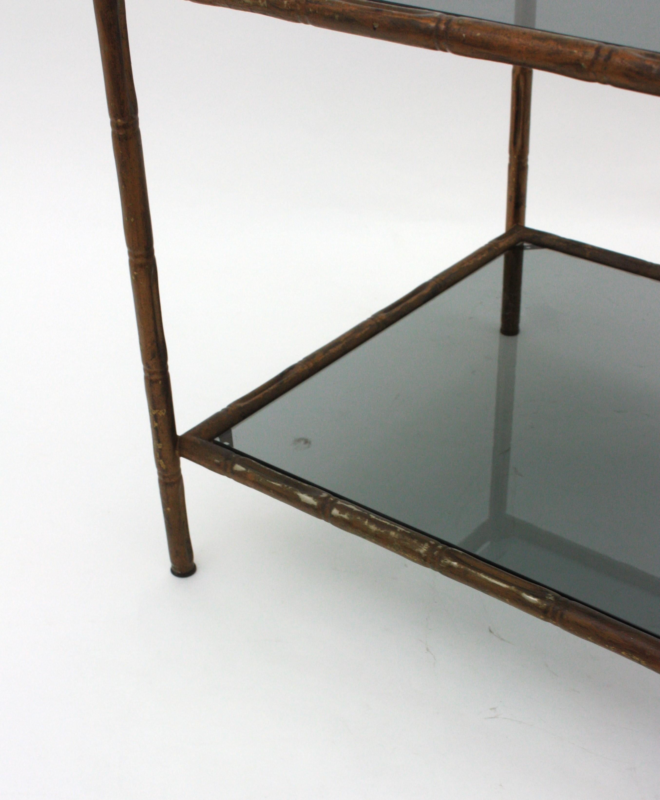 French Faux Bamboo Coffee Table, 1940s For Sale 9
