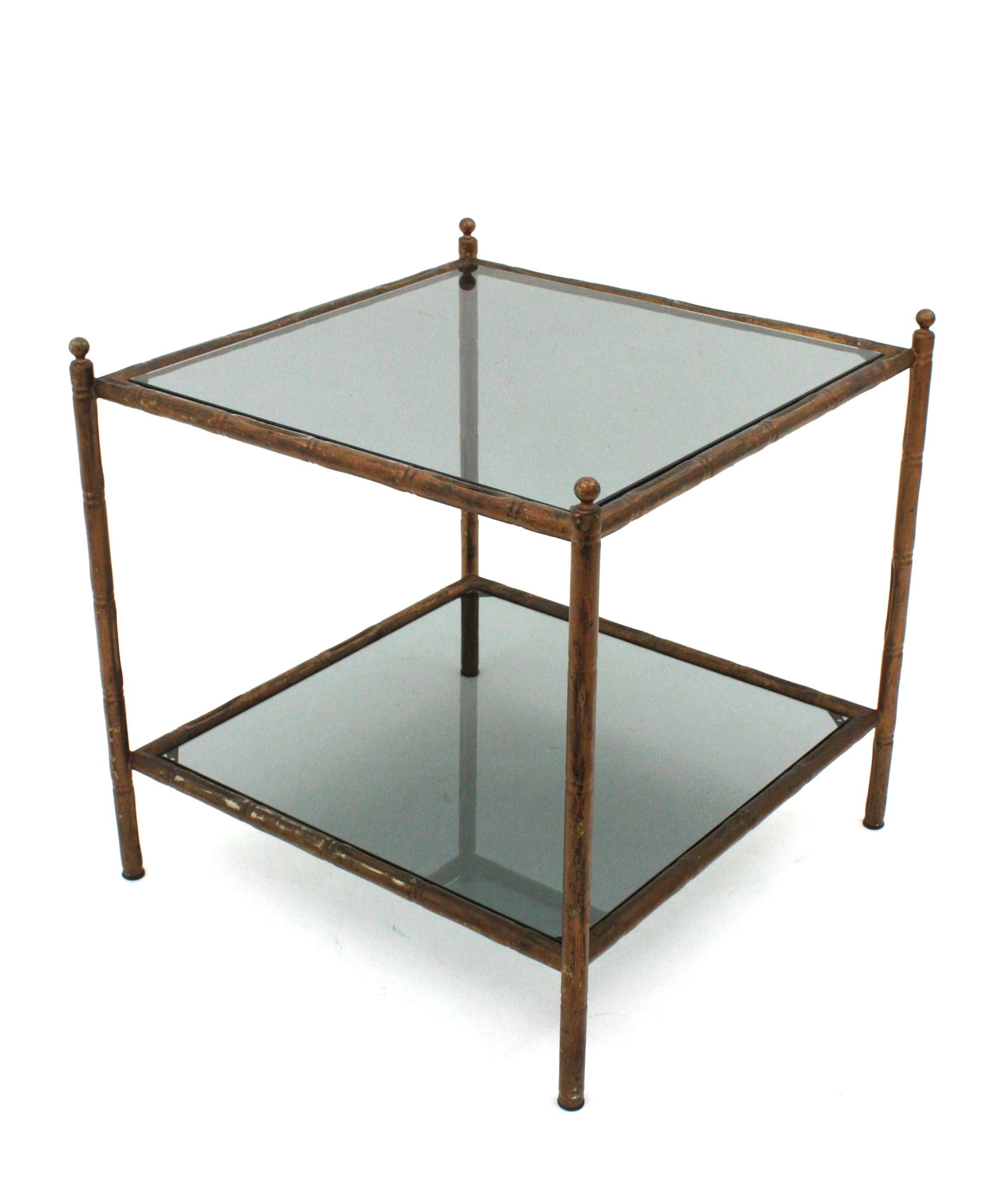 20th Century French Faux Bamboo Coffee Table, 1940s For Sale