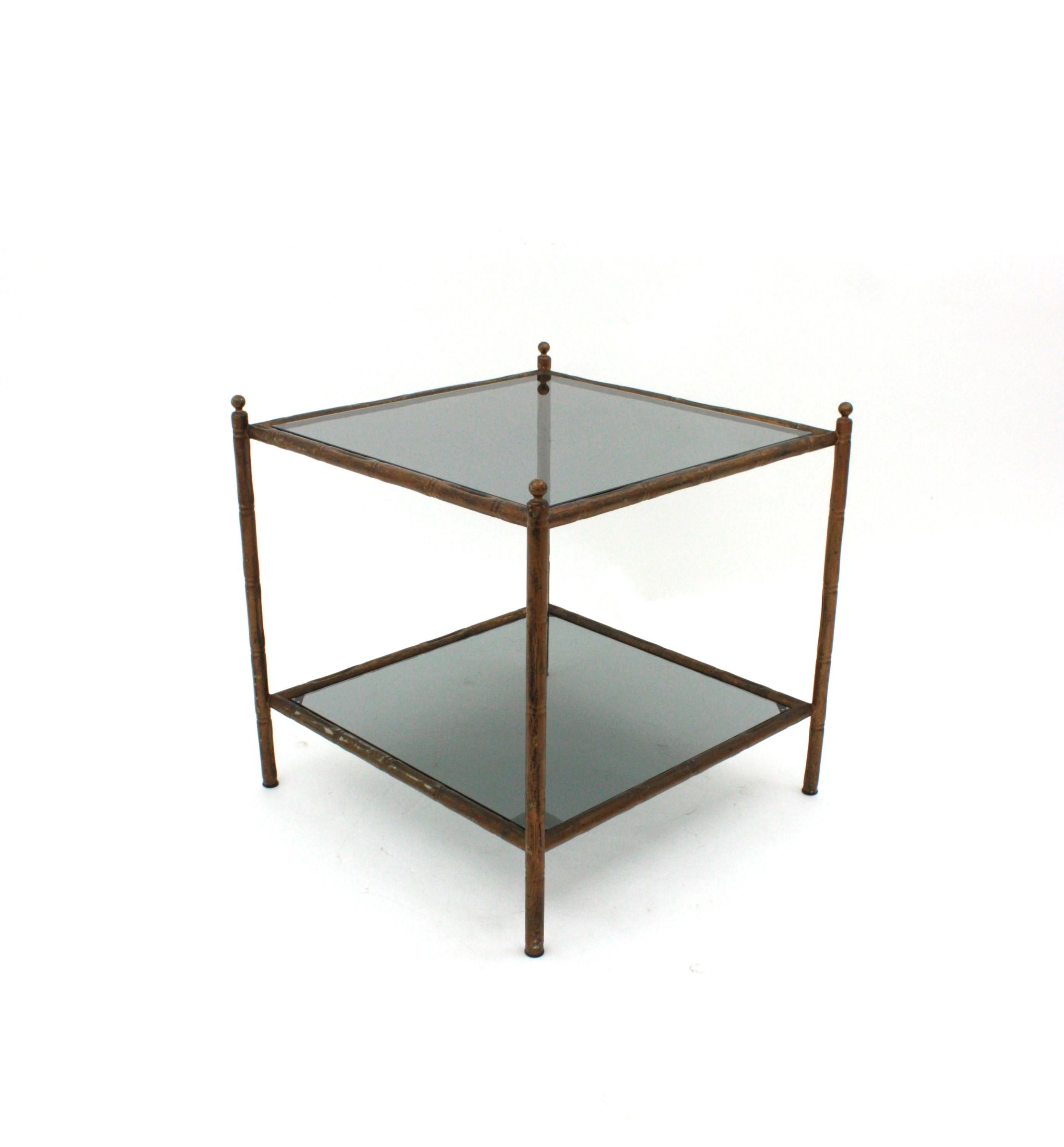 French Faux Bamboo Coffee Table, 1940s For Sale 1