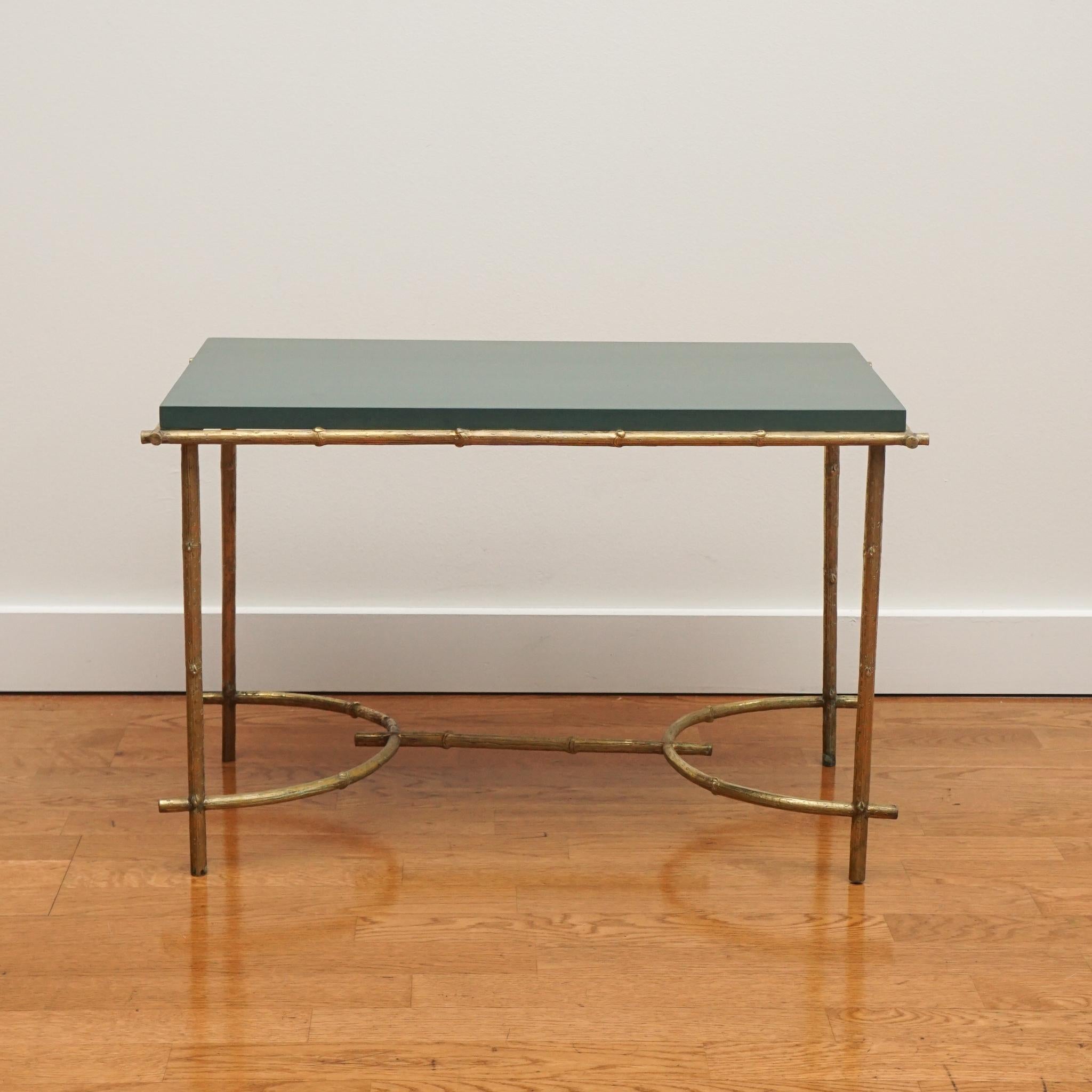 Metal French Faux Bamboo Coffee Table For Sale