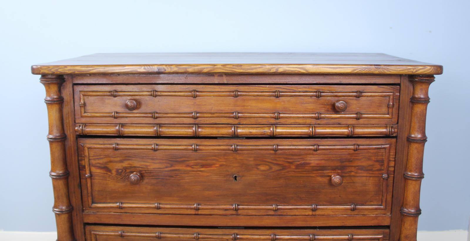 Pine French Faux Bamboo Commode