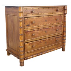 Antique French Faux Bamboo Commode with White Marble Top