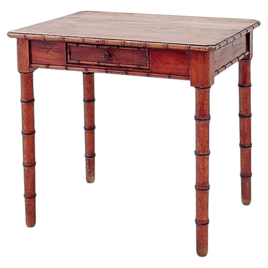 French faux bamboo desk in pine - Early 20th century