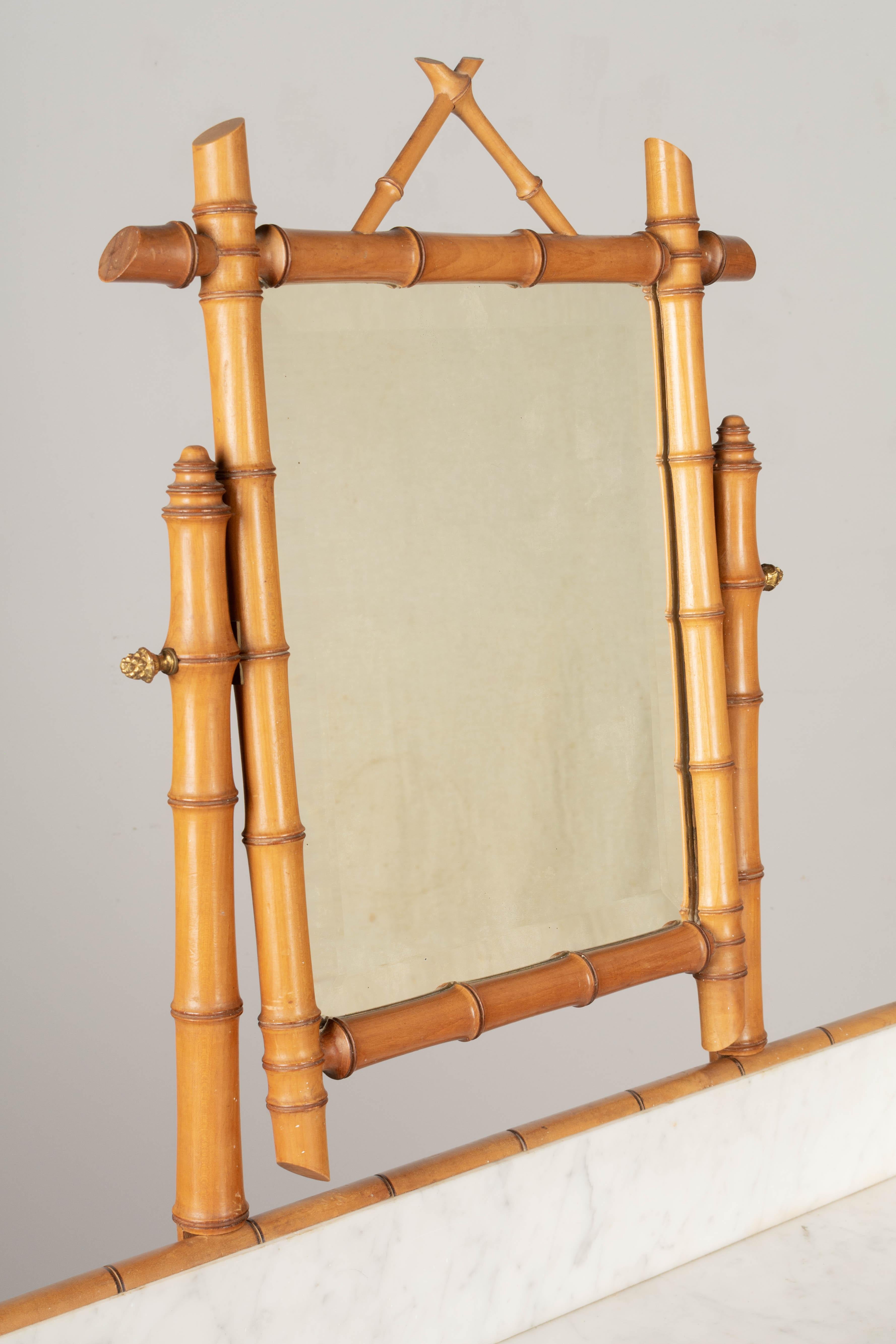 French Faux Bamboo Dresser or Washstand with Mirror For Sale 3