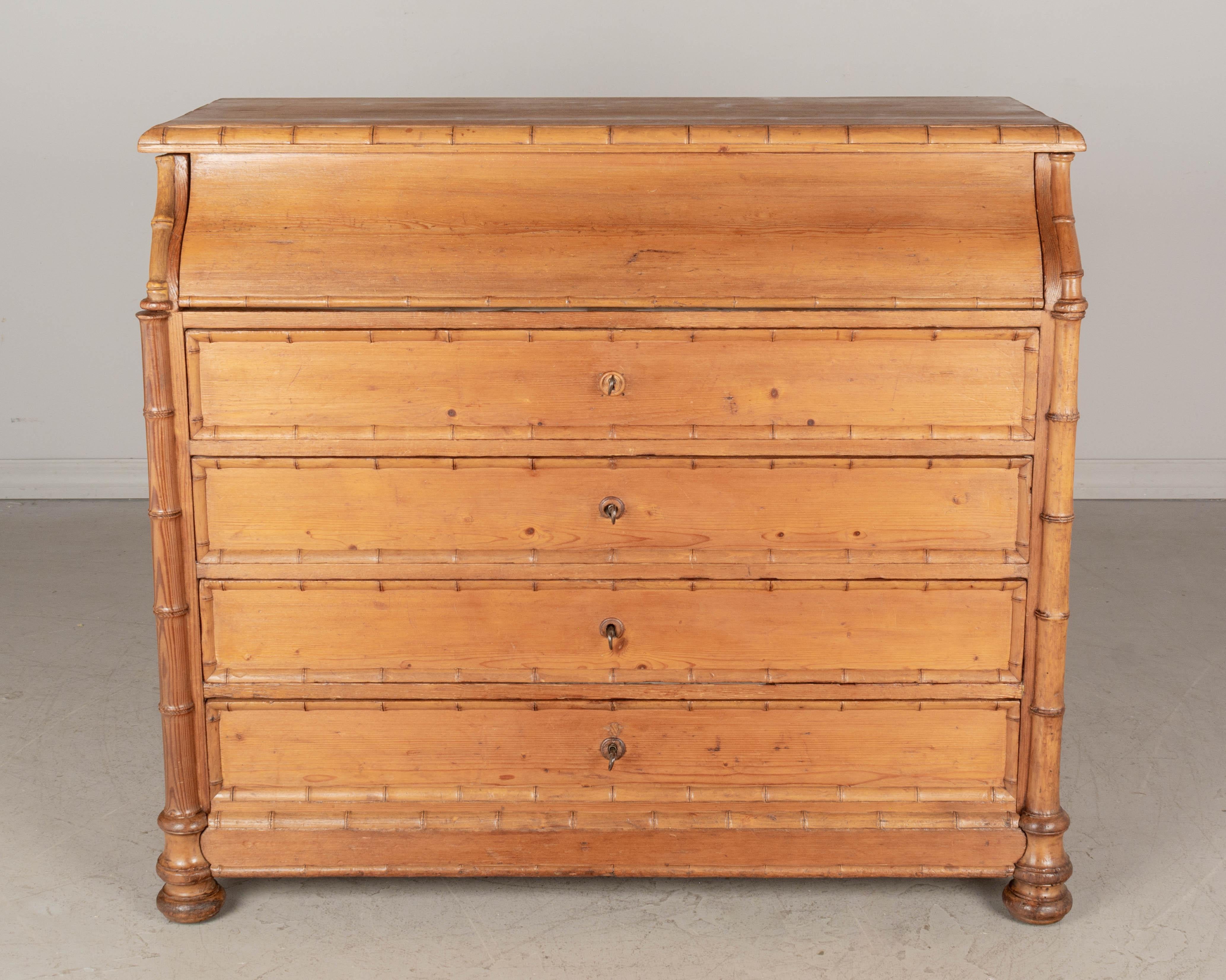 French Faux Bamboo Dresser with Marble Vanity  In Good Condition For Sale In Winter Park, FL