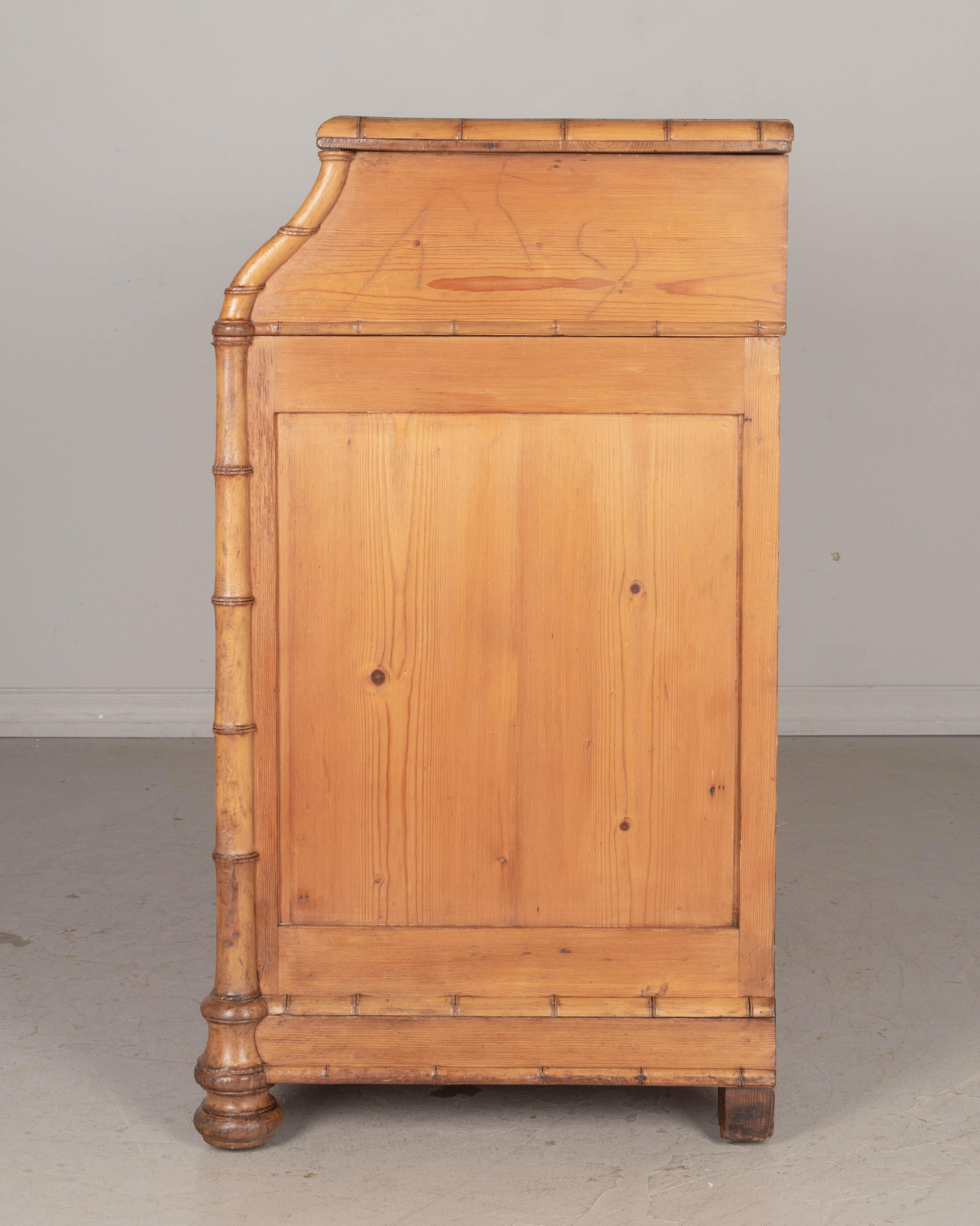 Mirror French Faux Bamboo Dresser with Marble Vanity  For Sale