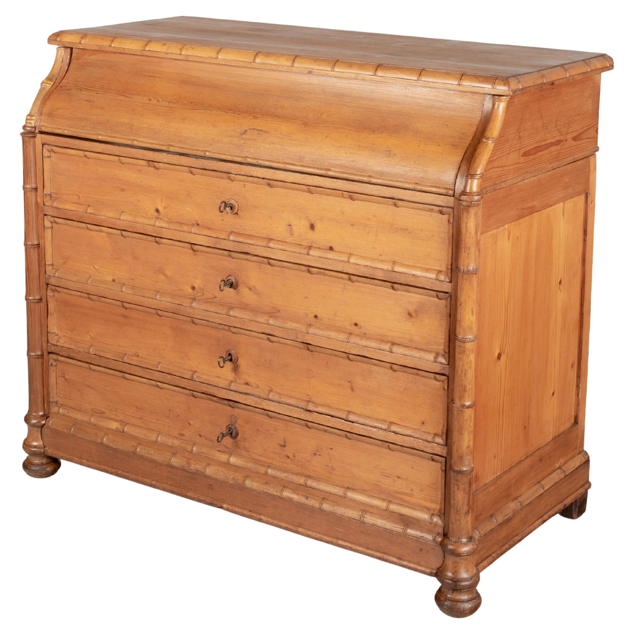 French Faux Bamboo Dresser with Marble Vanity  For Sale