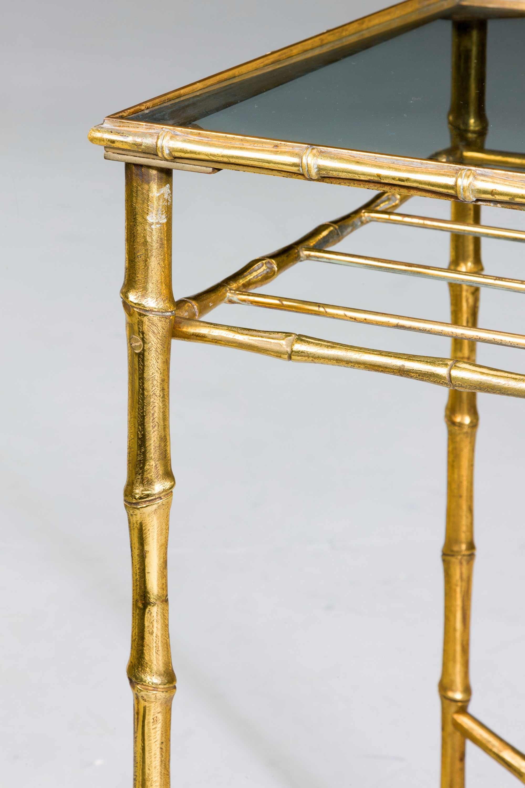 A fine quality French gilt bronze ‘faux’ bamboo end table probably Baguès, mid-20th century.