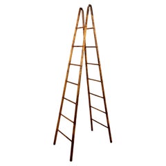 French Faux Bamboo Folding Library Ladder