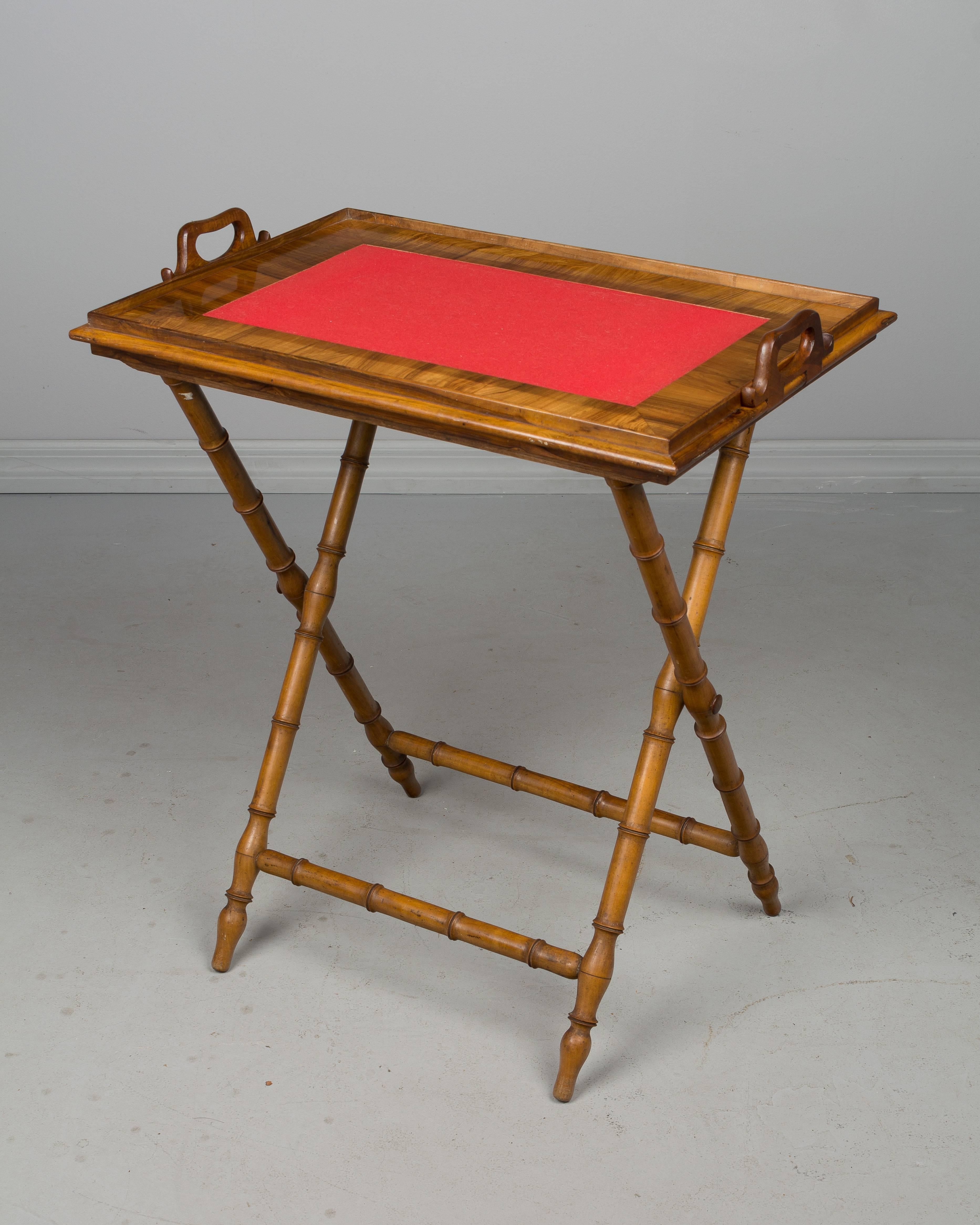 French Provincial French Faux Bamboo Folding Tray Table