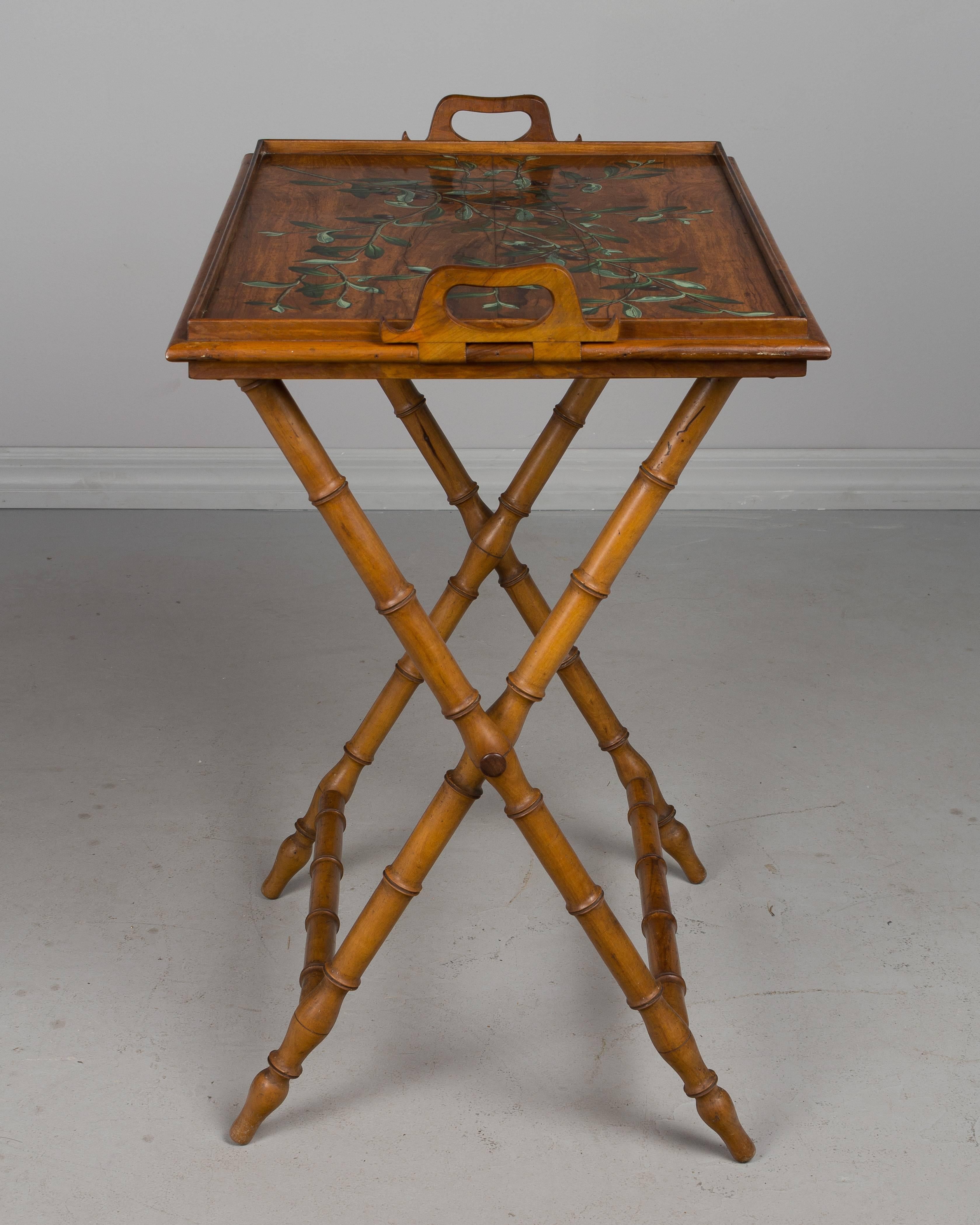 20th Century French Faux Bamboo Folding Tray Table