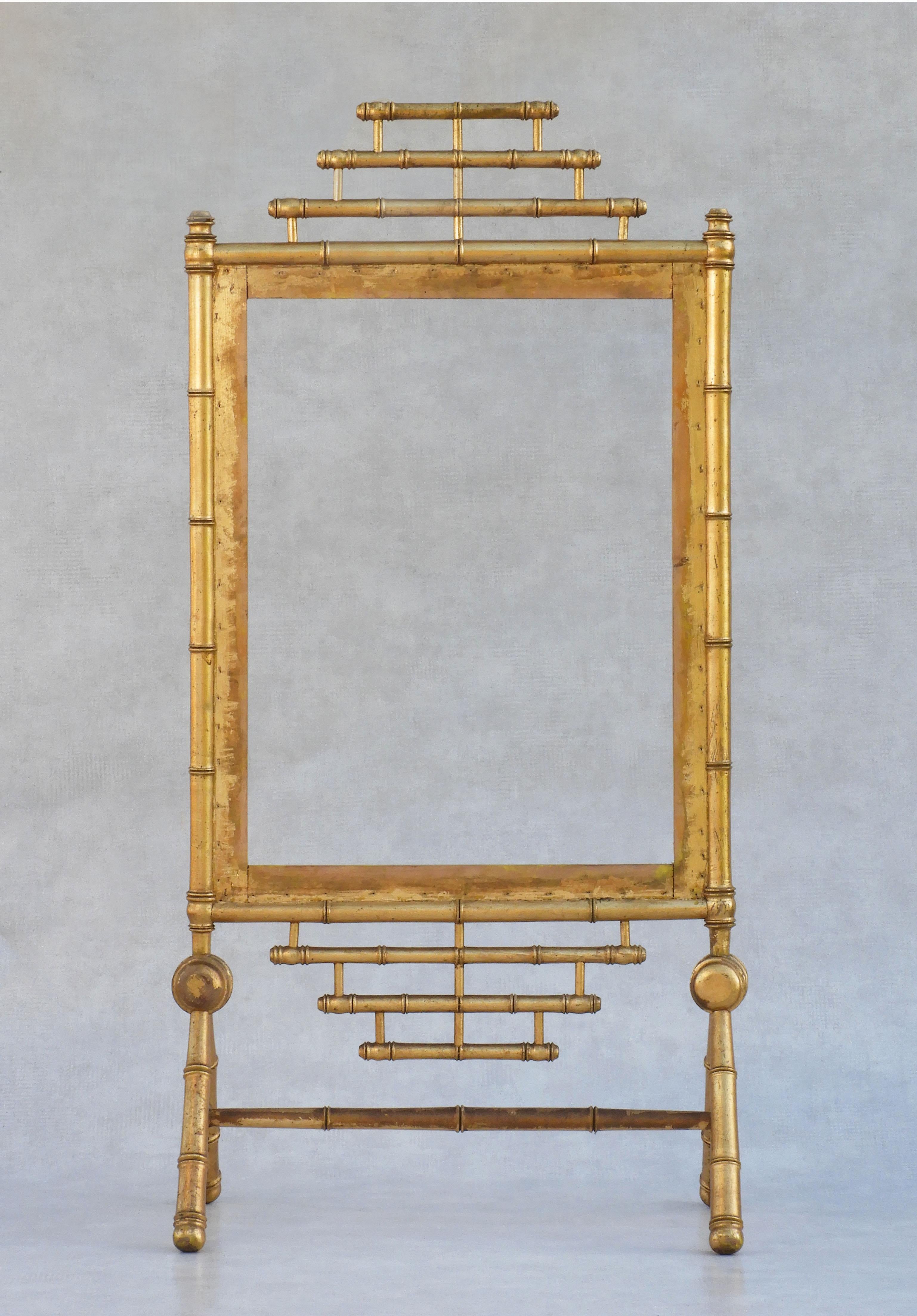 French Faux Bamboo Giltwood Fireplace Screen C1900 In Good Condition In Trensacq, FR