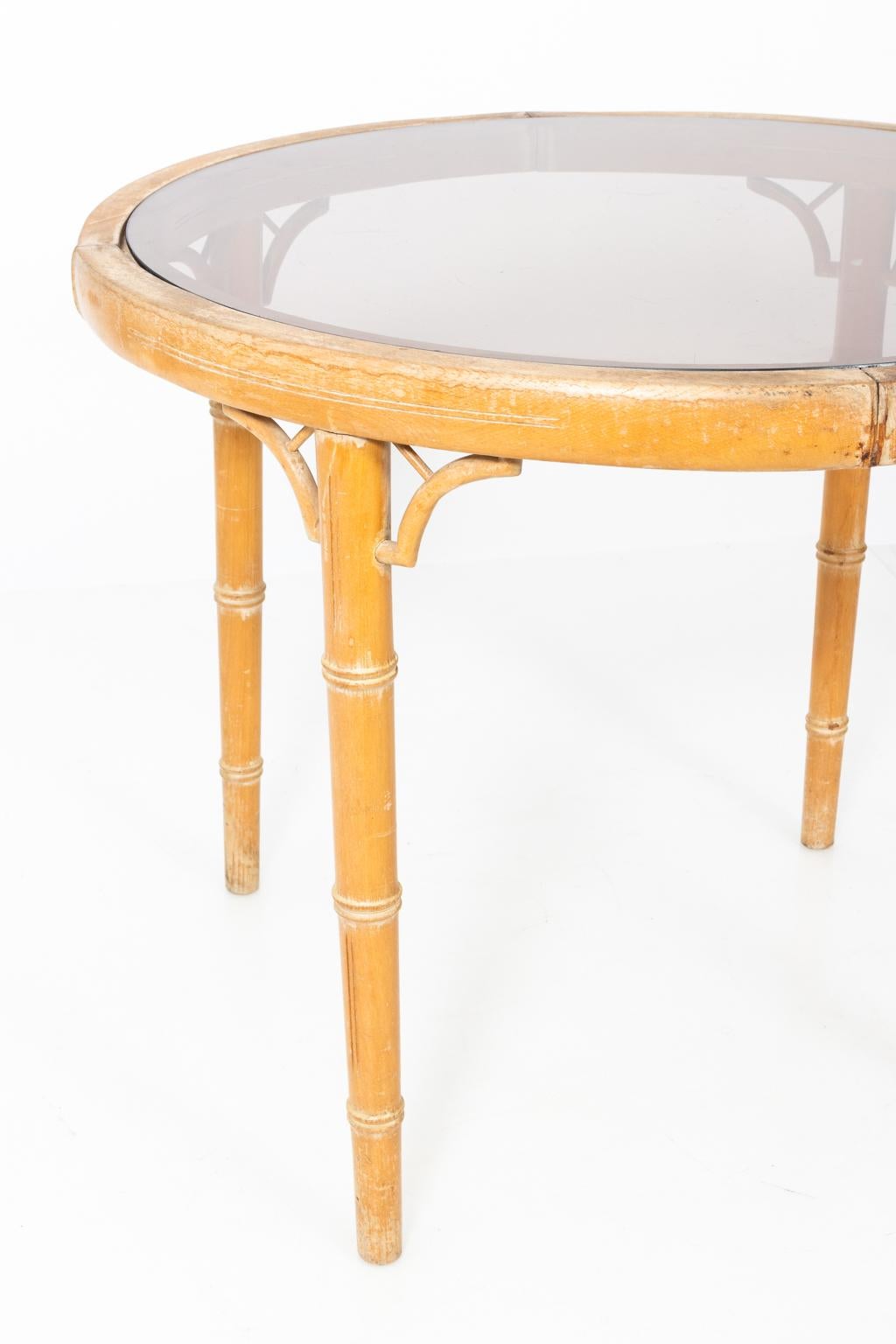 French Faux Bamboo Glass Top Table In Fair Condition In Stamford, CT