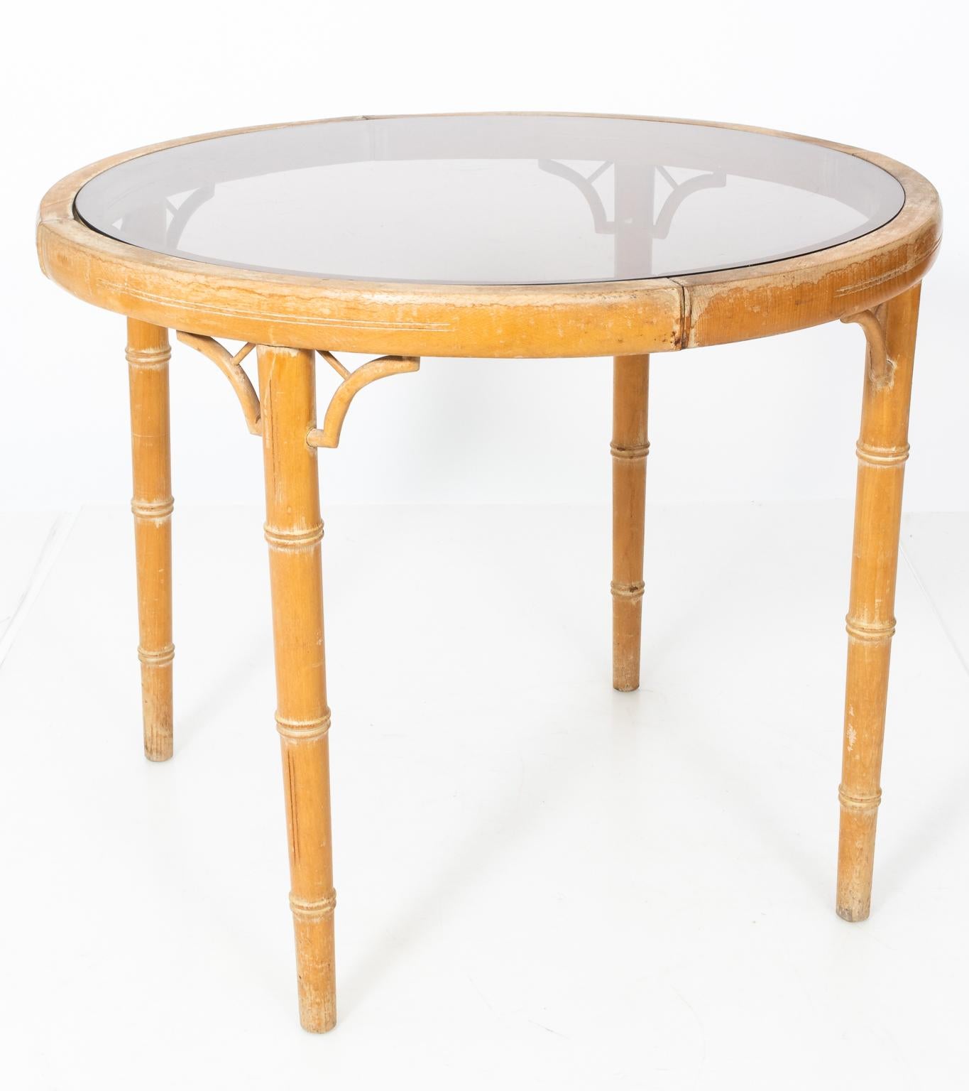 French Faux Bamboo Glass Top Table 1