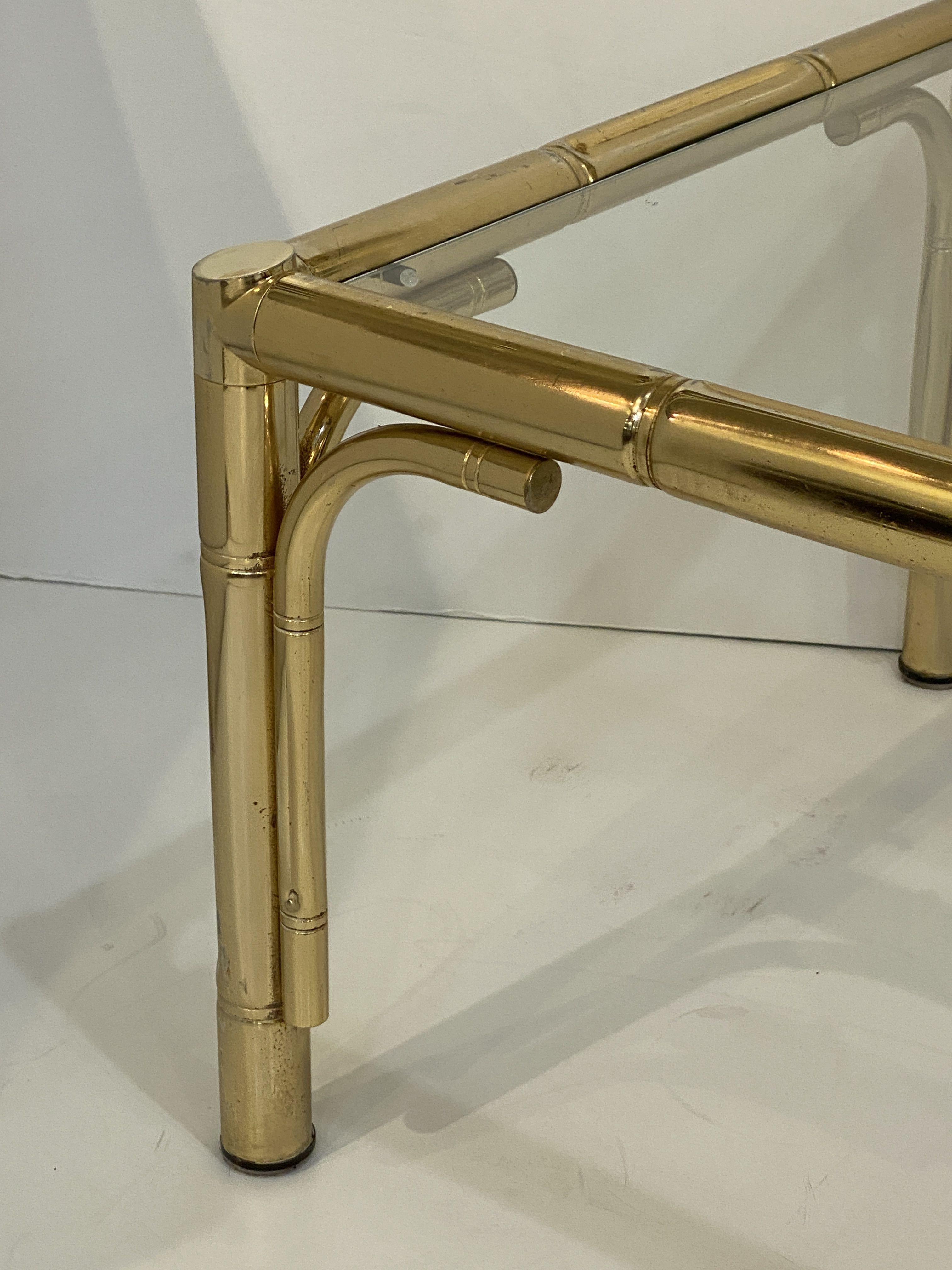 French Faux Bamboo Low Side Tables of Brass and Glass - Individually Priced For Sale 12
