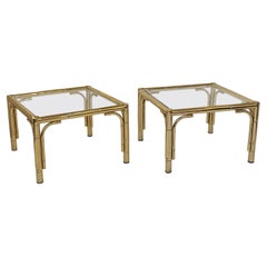 French Faux Bamboo Low Side Tables of Brass and Glass - Individually Priced