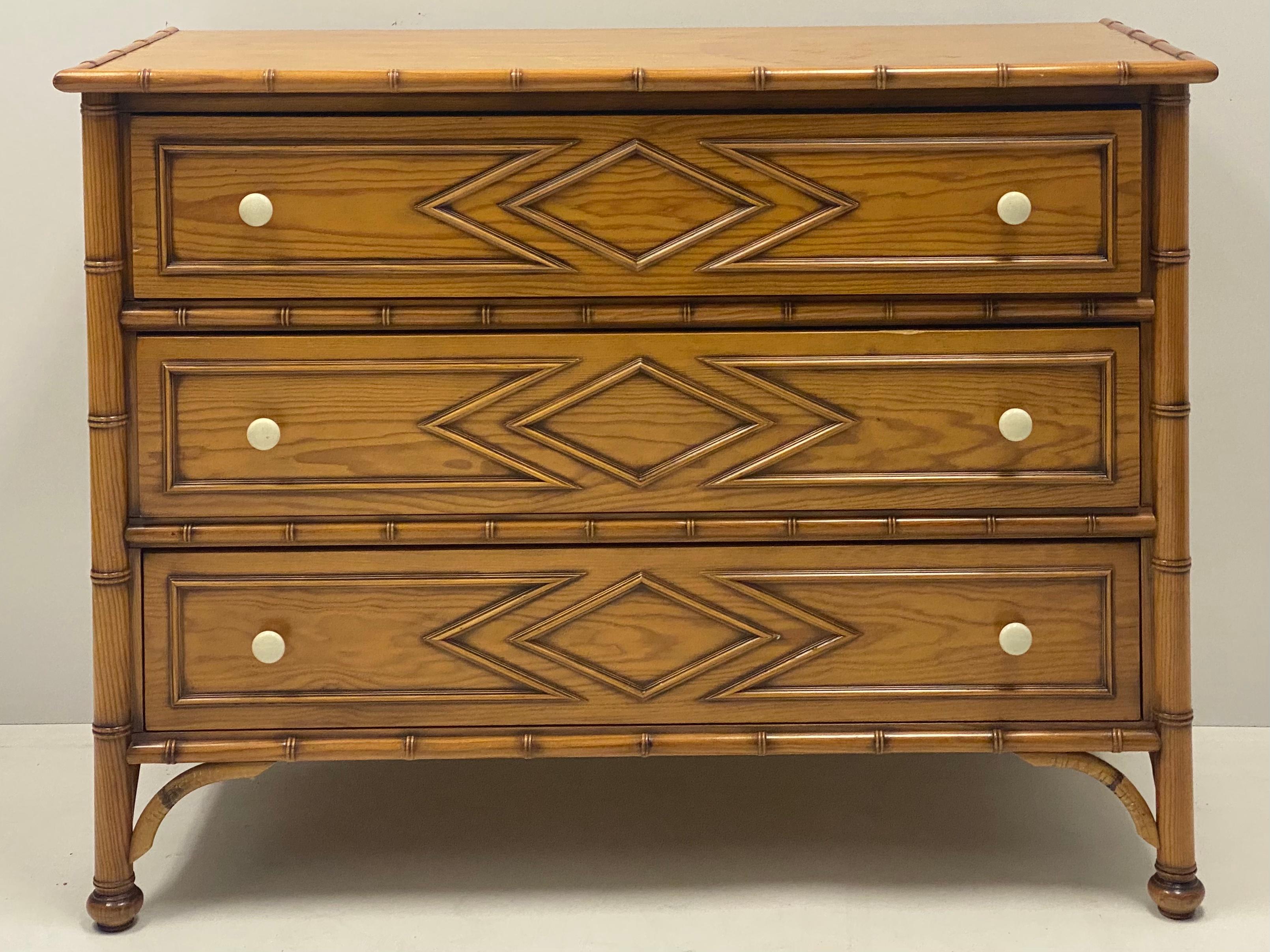 Aesthetic Movement French Faux Bamboo Maple Commode by Grange