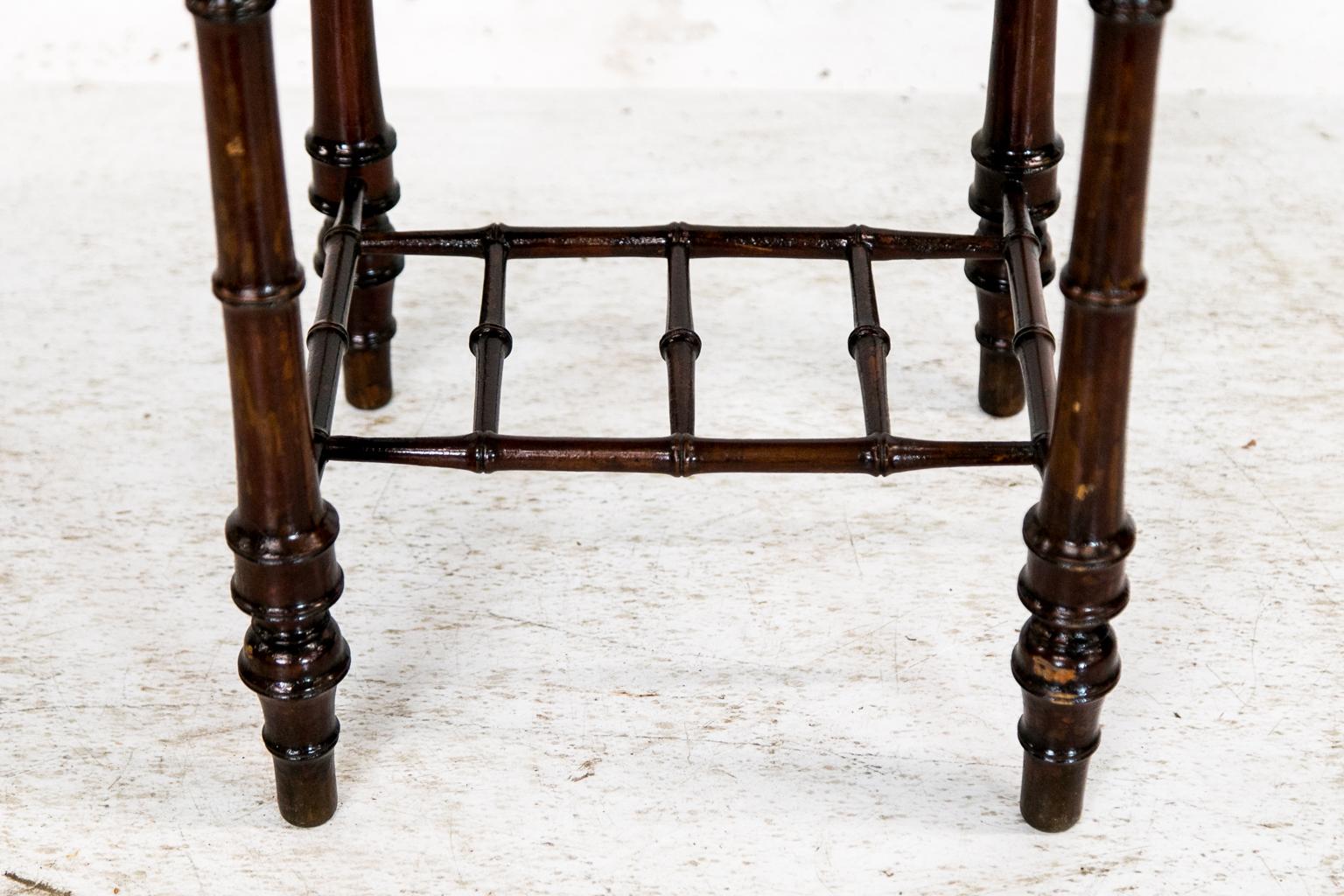 English French Faux Bamboo Marble Top Side Table/Stand For Sale