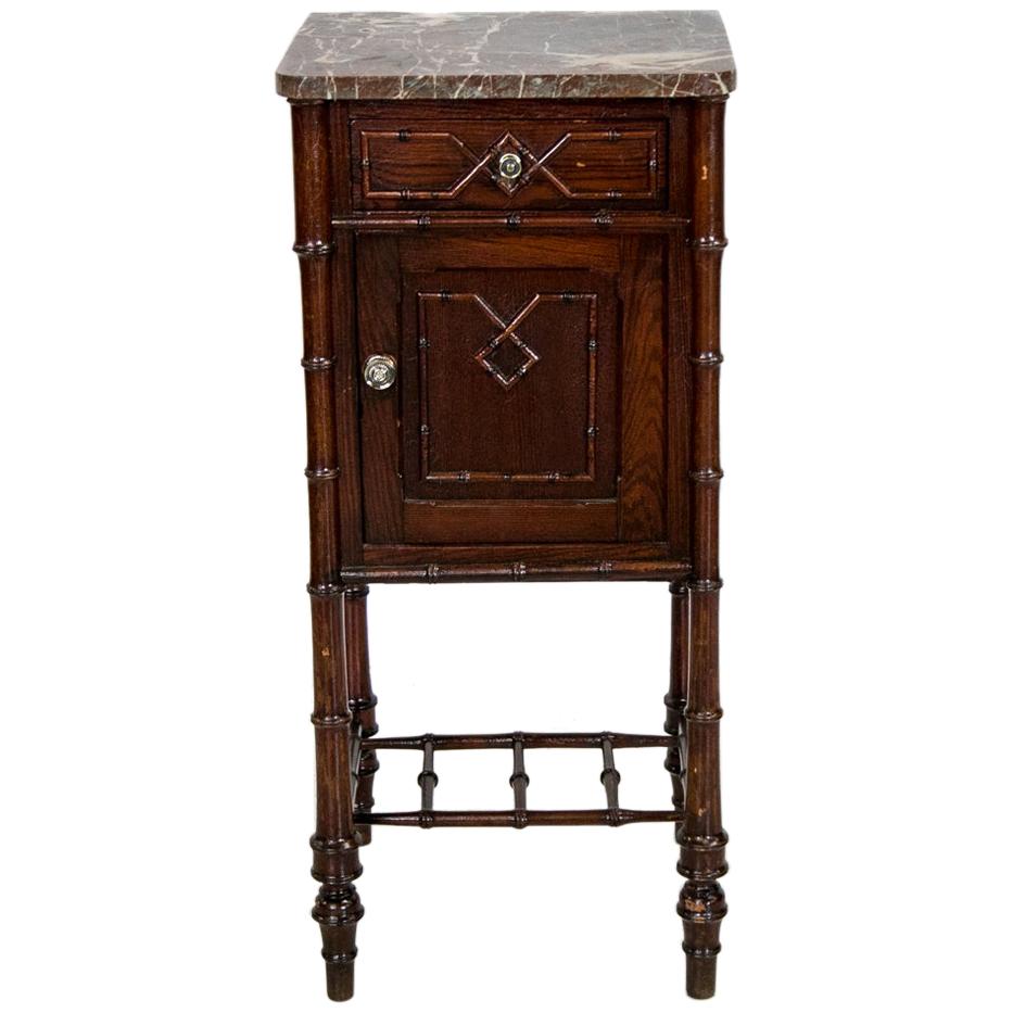 French Faux Bamboo Marble Top Side Table/Stand