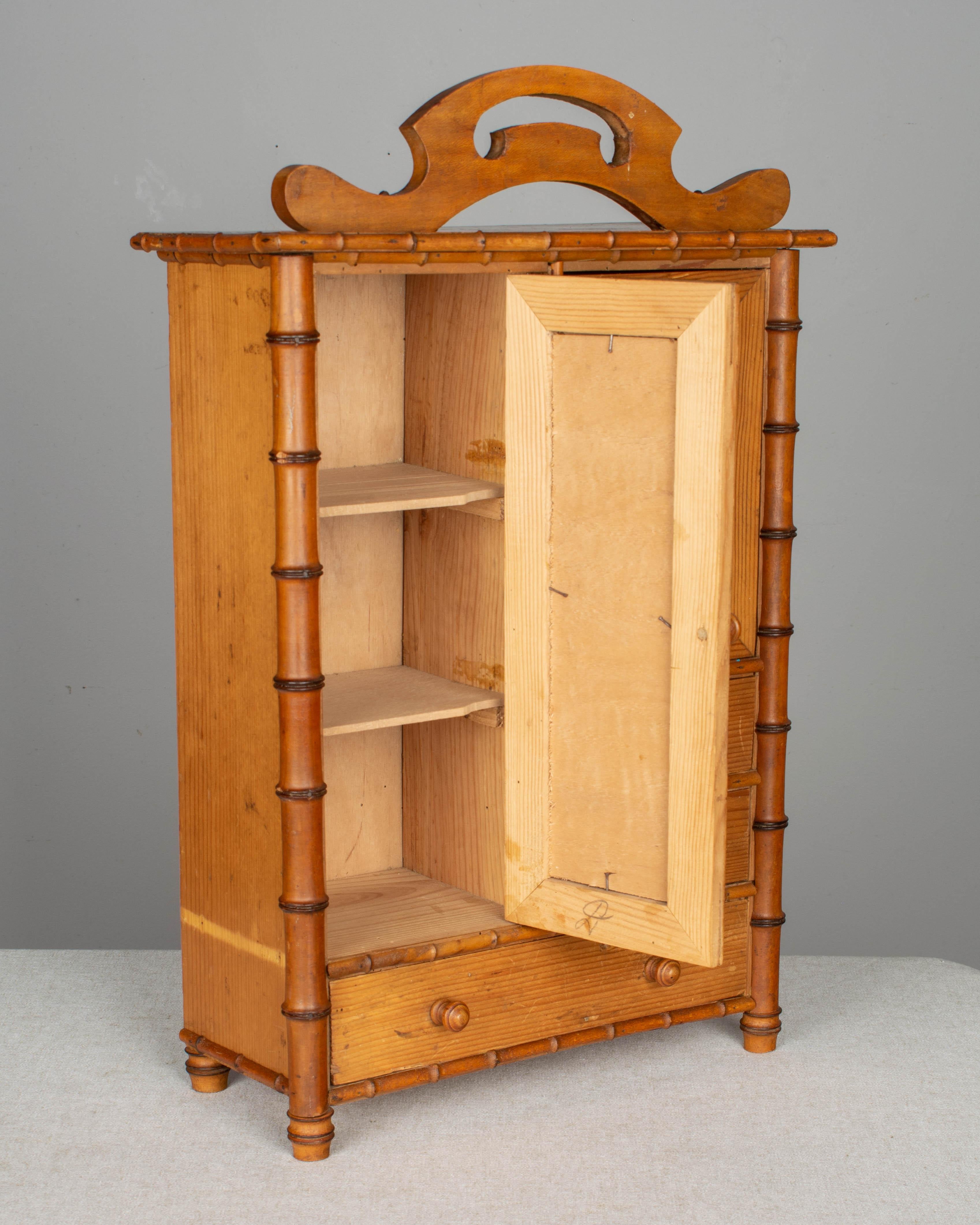 Country French Faux Bamboo Miniature Armoire