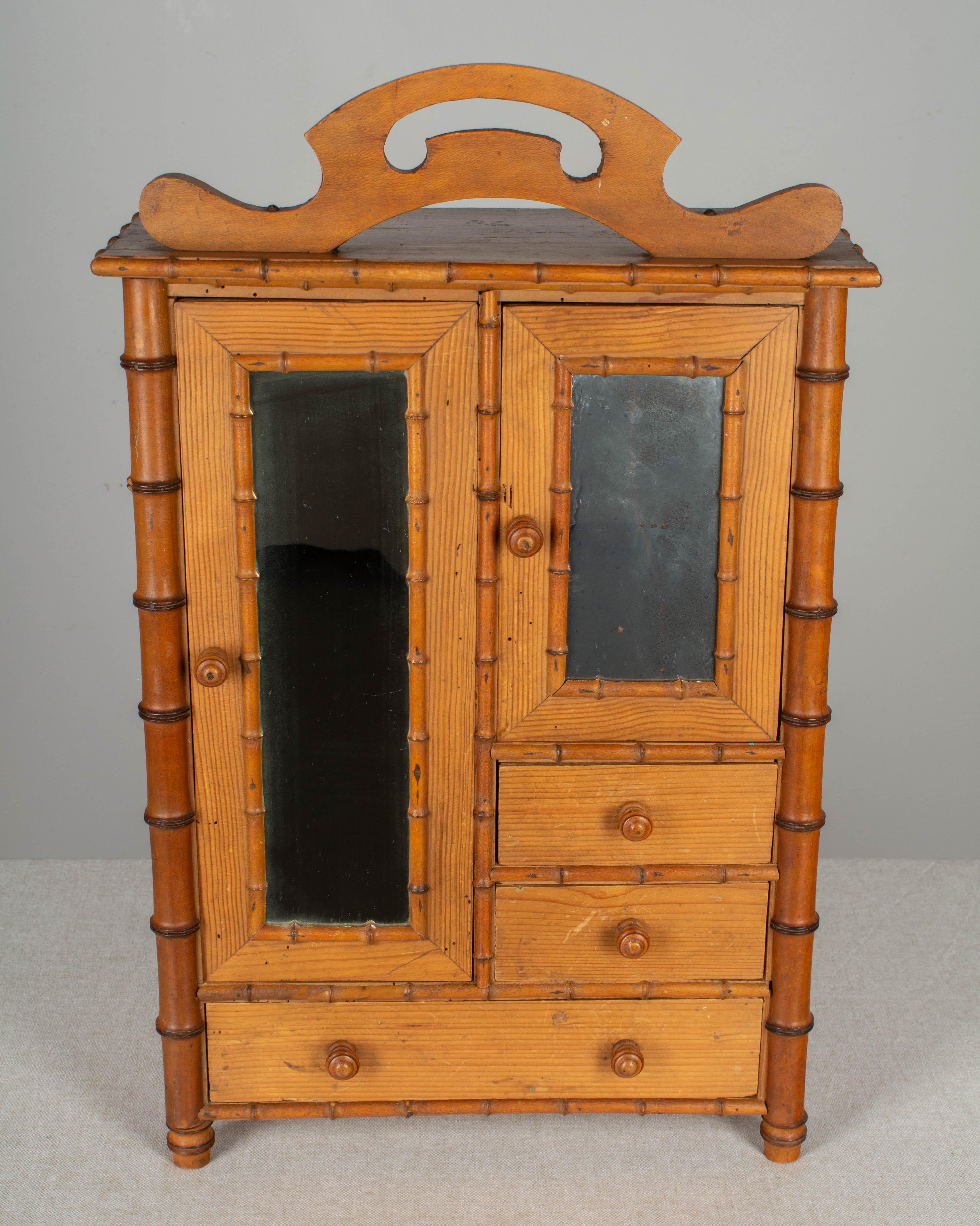 20th Century French Faux Bamboo Miniature Armoire