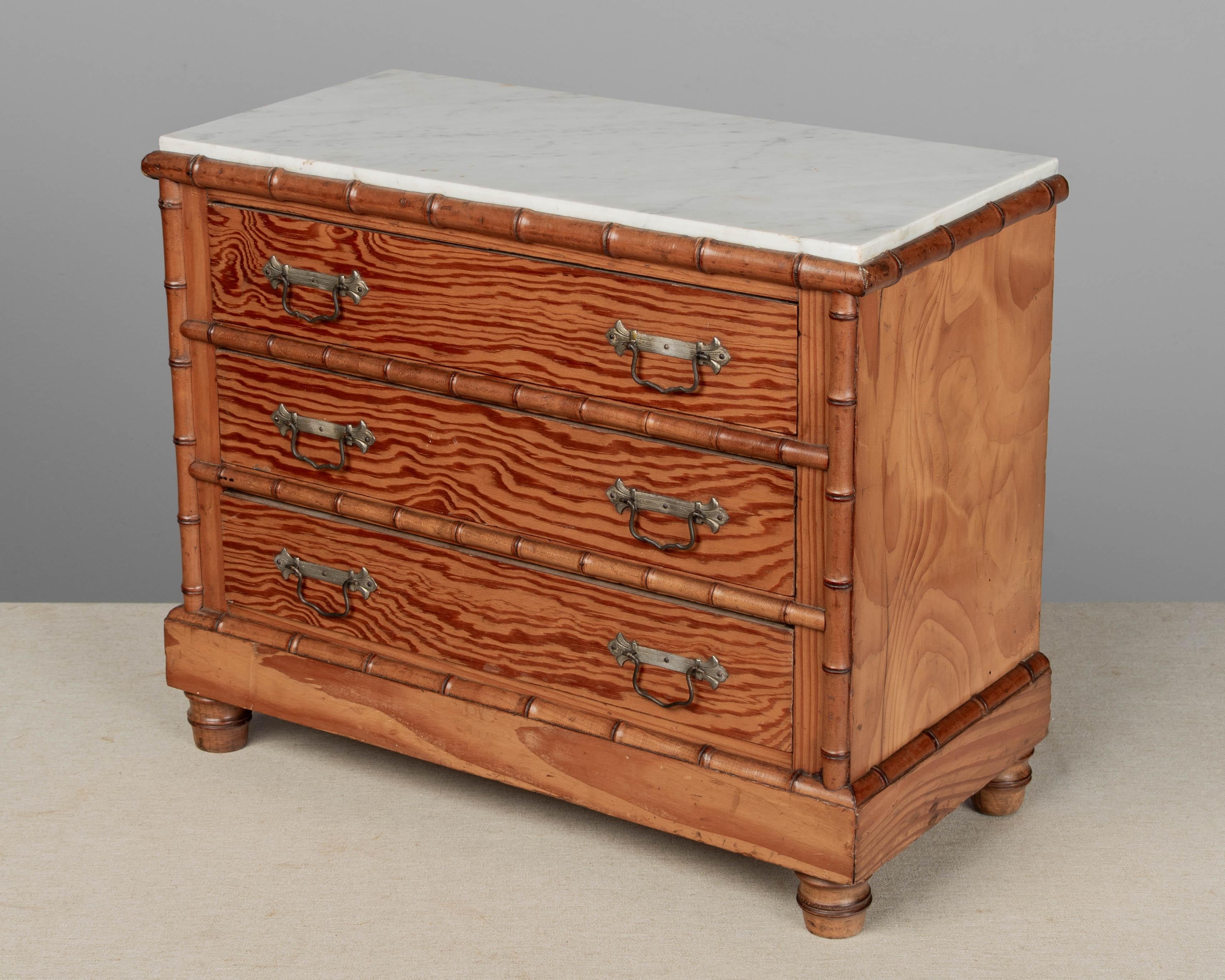 Country French Faux Bamboo Miniature Commode For Sale
