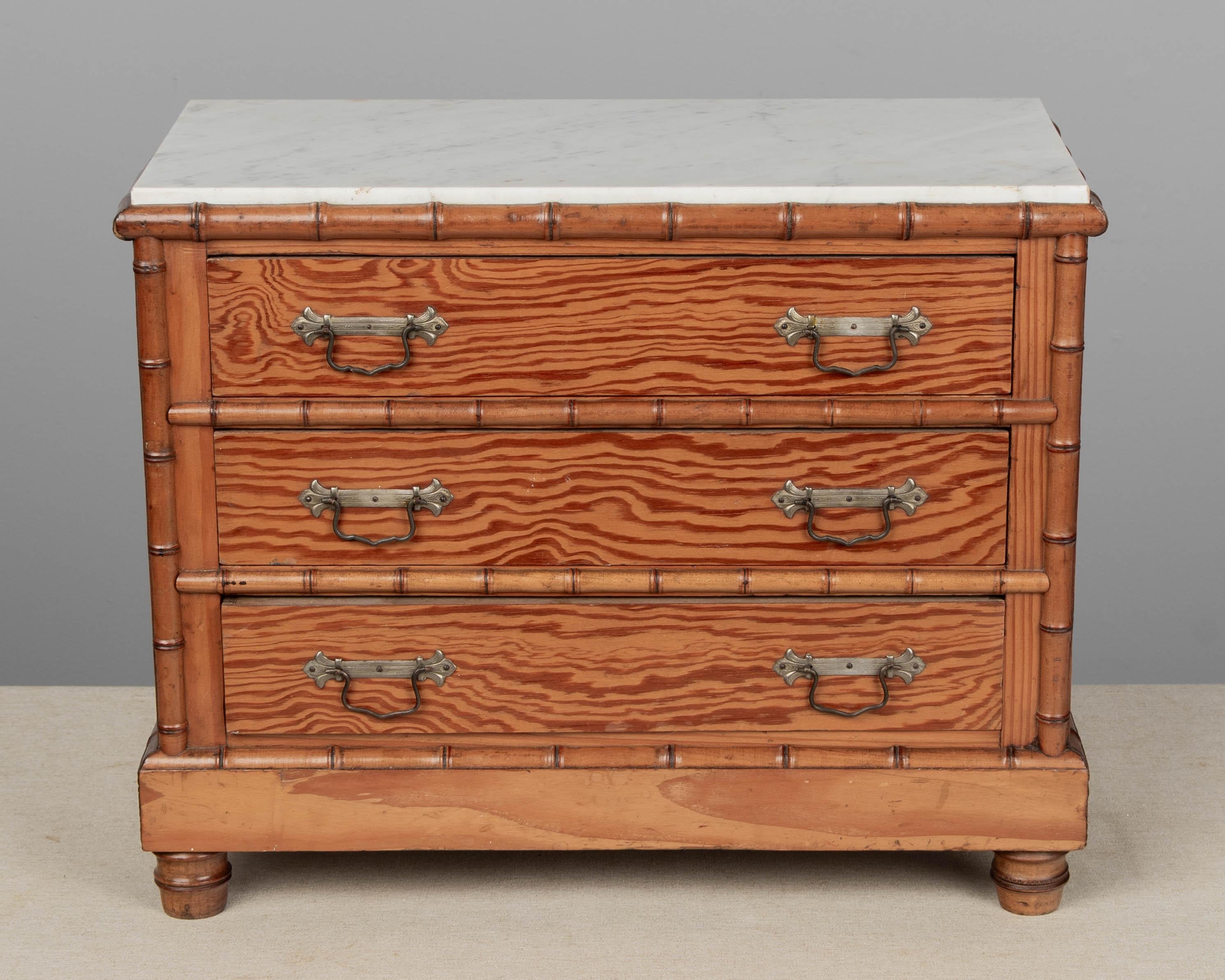 Hand-Crafted French Faux Bamboo Miniature Commode For Sale