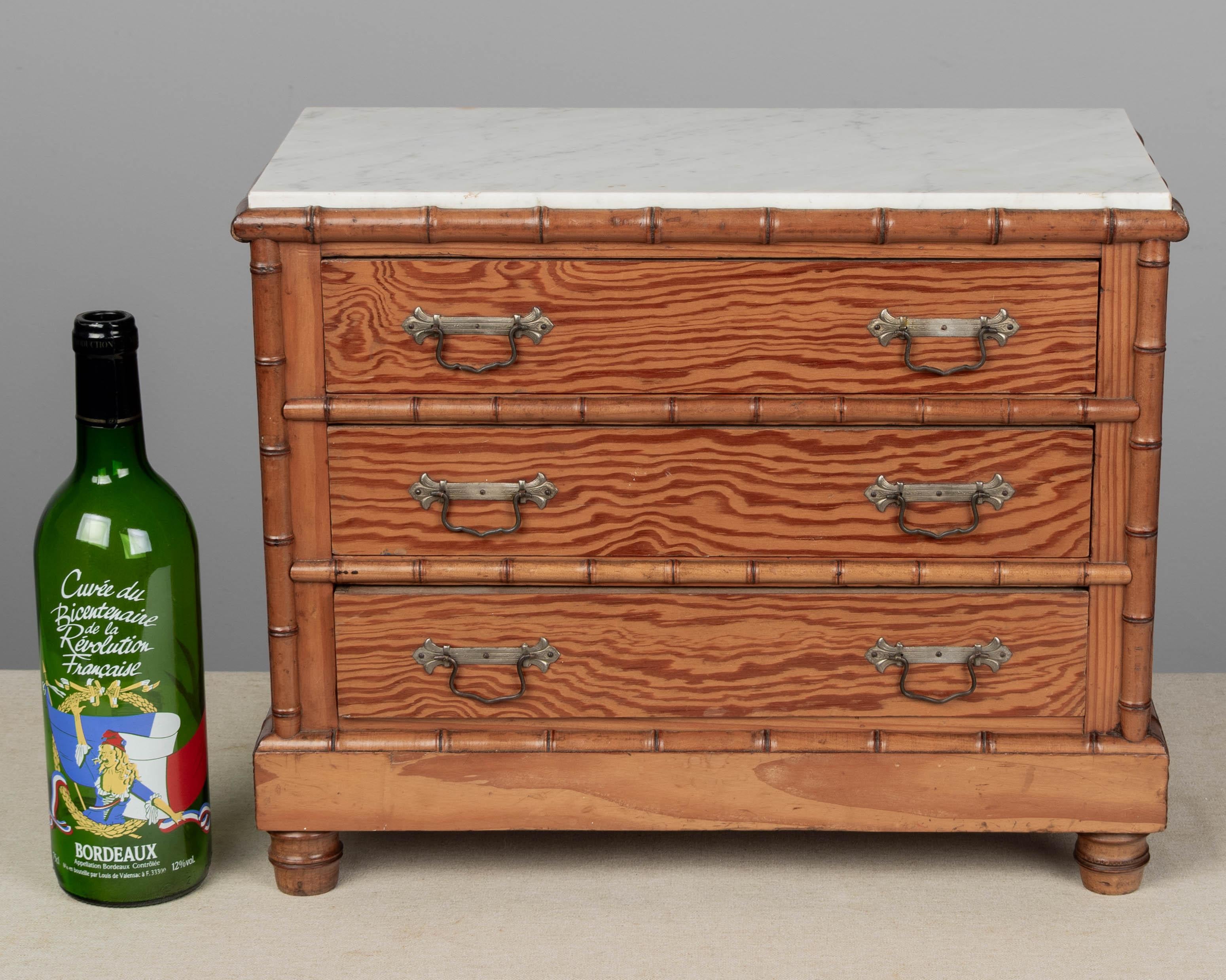 French Faux Bamboo Miniature Commode In Good Condition For Sale In Winter Park, FL