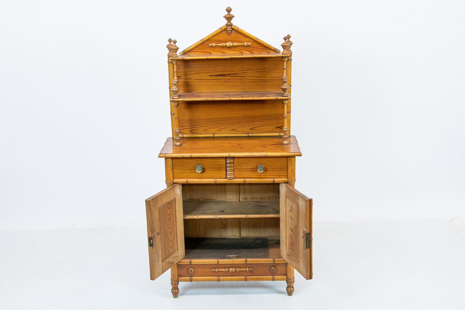 French Faux Bamboo Miniature Étagère Cabinet For Sale 6