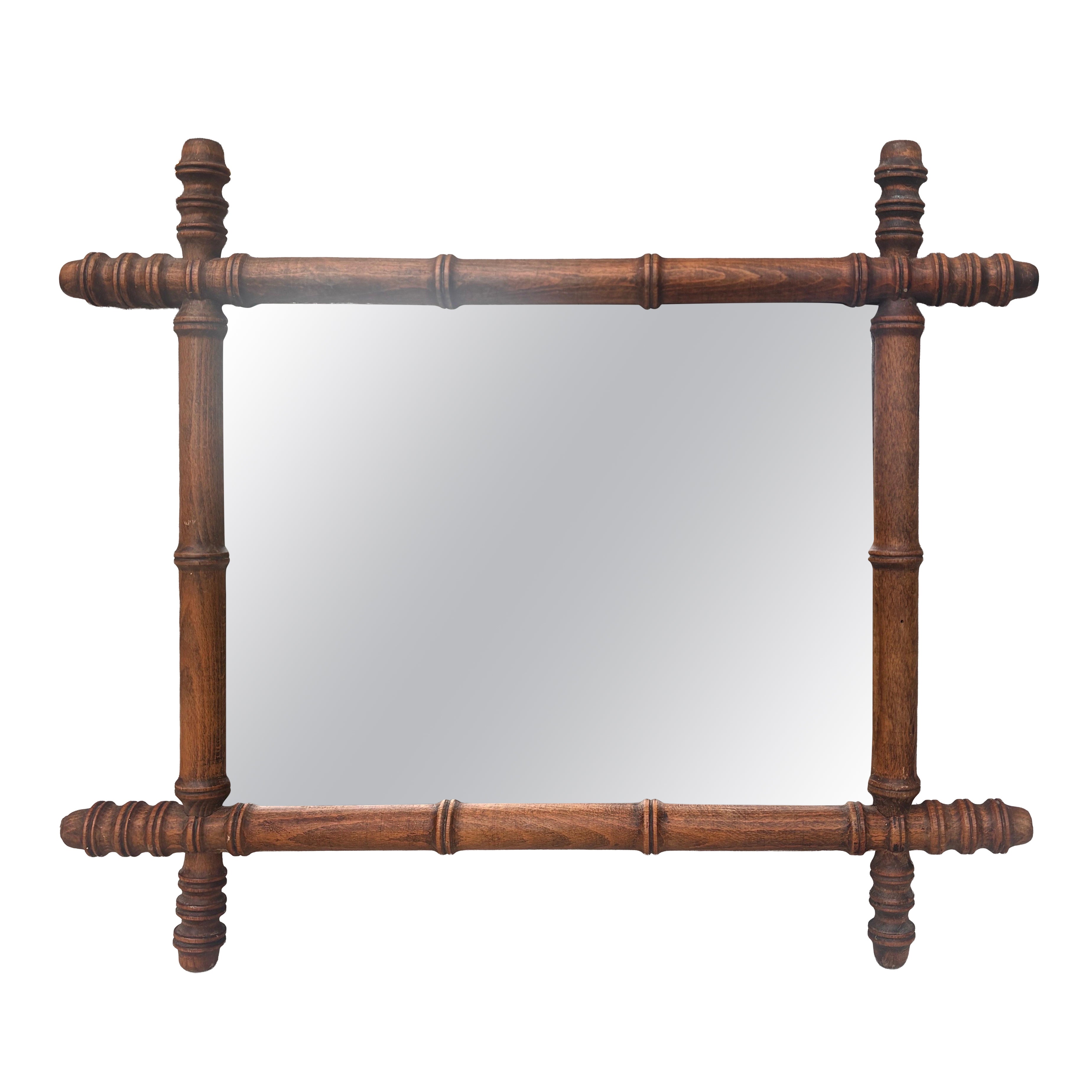 Französischer Faux-Bamboo-Spiegel, um 1900