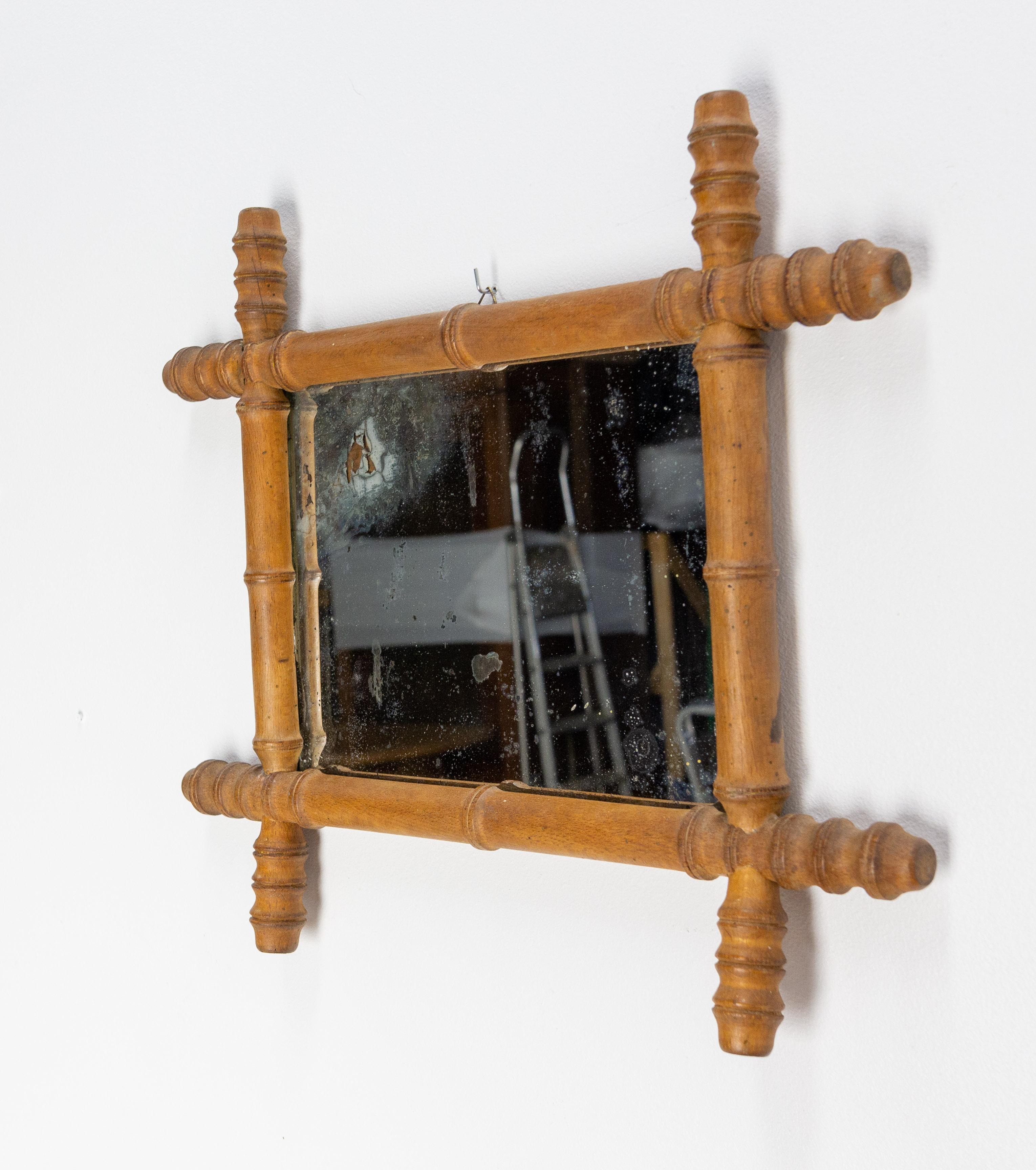 Mid-Century Modern French Faux Bamboo Mirror, circa 1910 For Sale