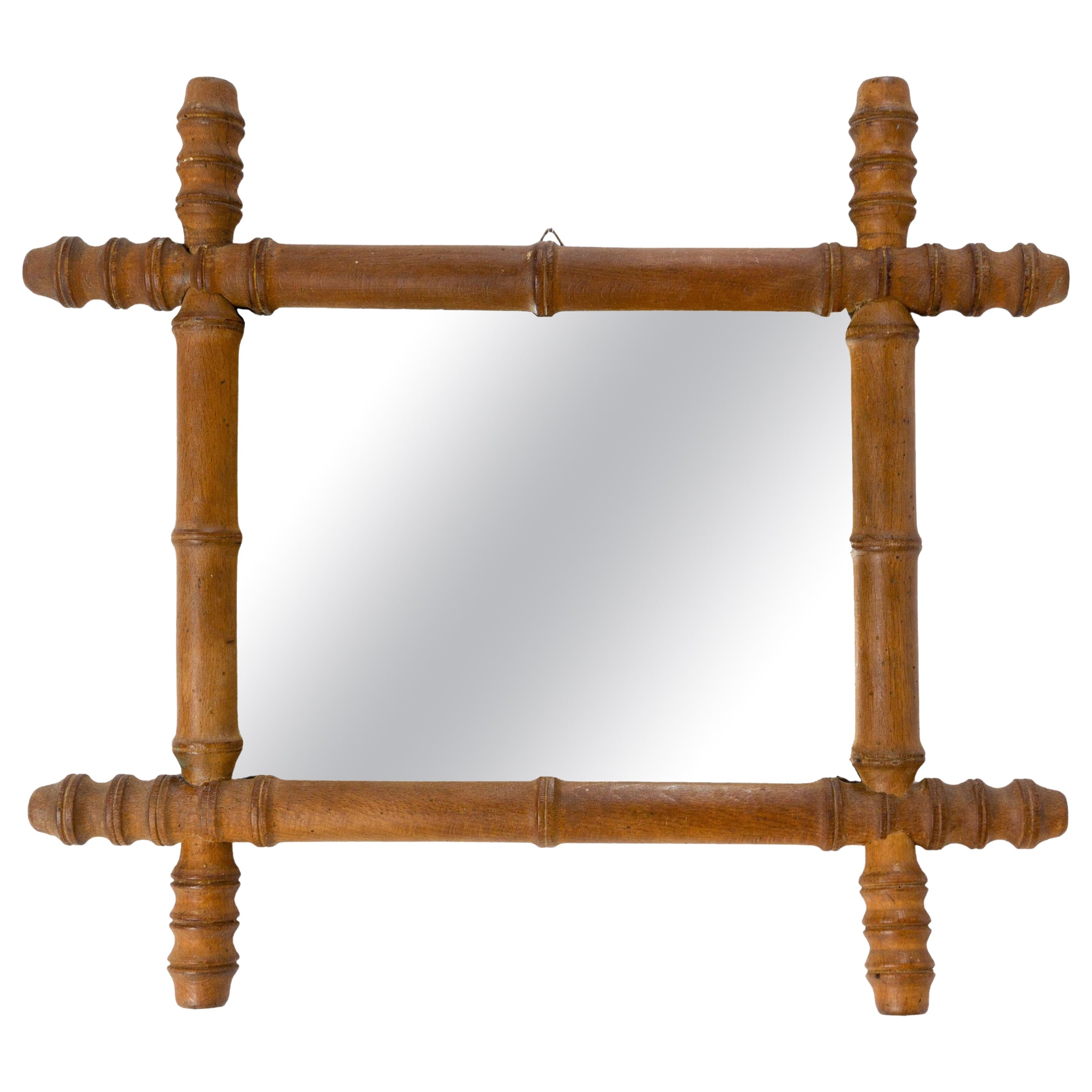 Miroir français en faux bambou, datant d'environ 1910