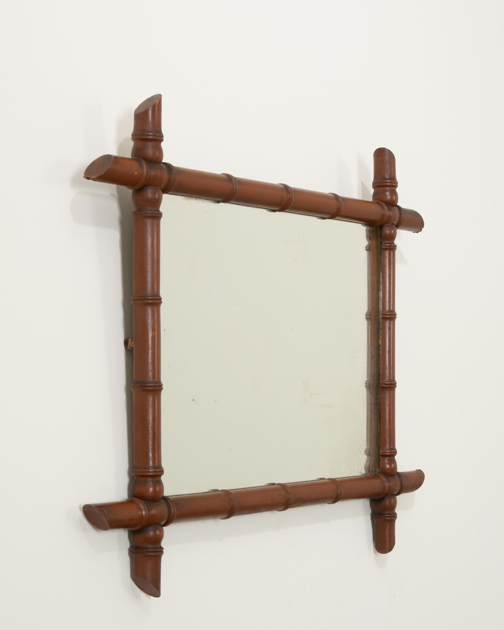Carved French Faux Bamboo Mirror