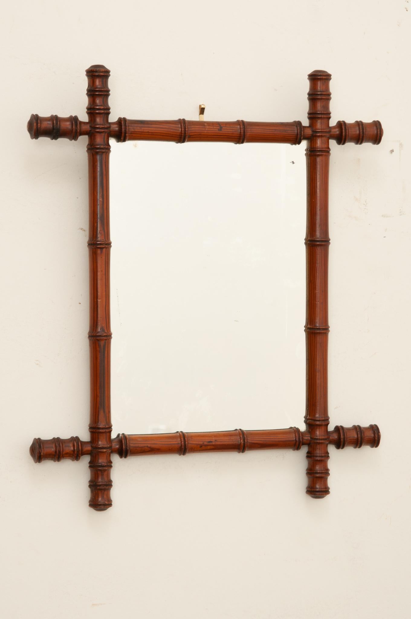 Patinated French Faux Bamboo Mirror