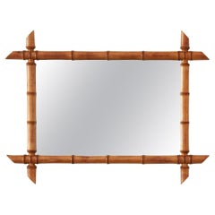 Antique French Faux Bamboo Mirror