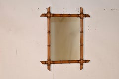 French Faux Bamboo Mirror in Cherry, Circa 1900