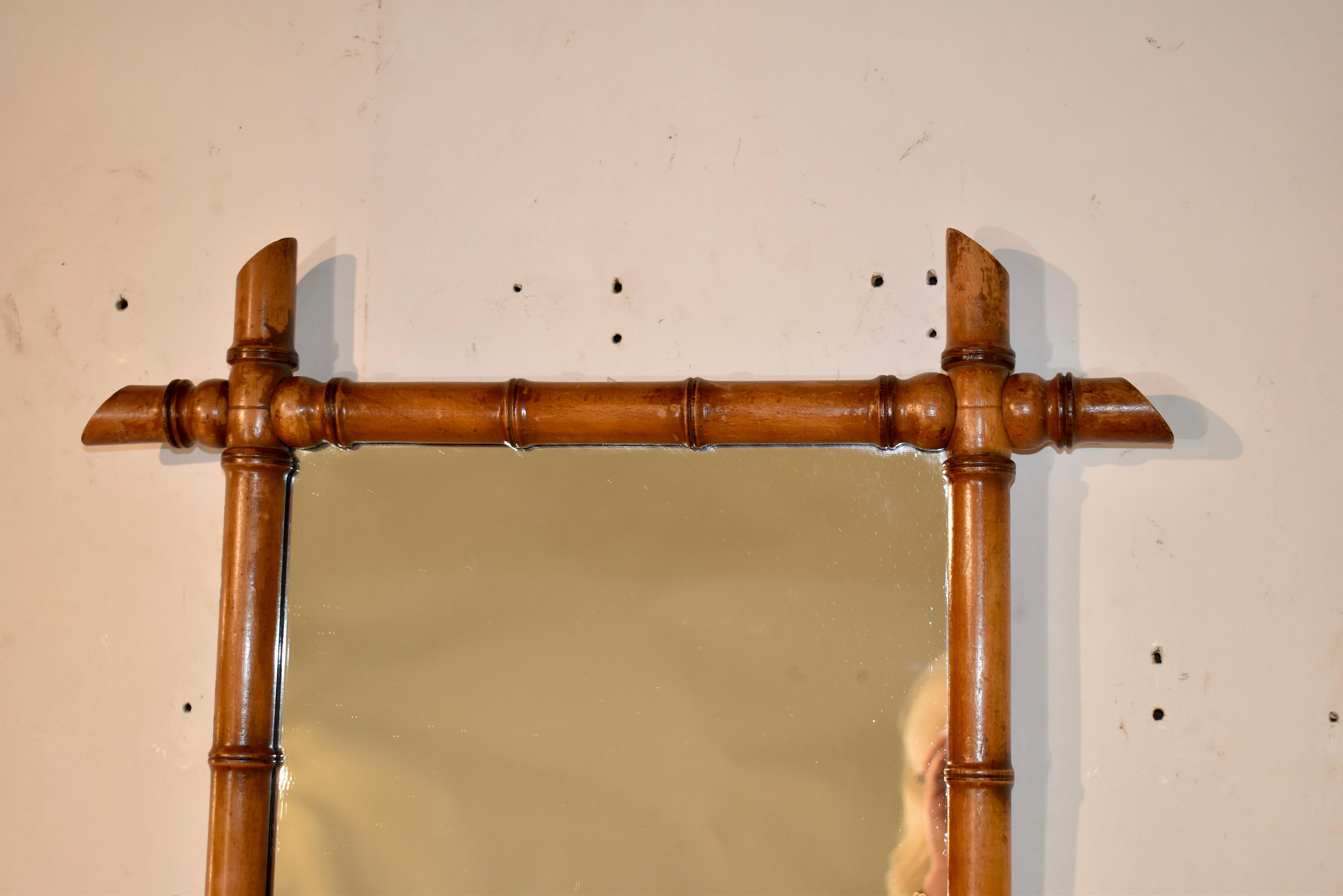 Espejo francés de imitación de bambú en cerezo, Circa 1900 Transformado en venta