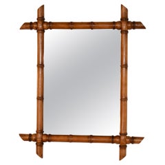 French Faux Bamboo Mirror in Cherry, Circa 1900