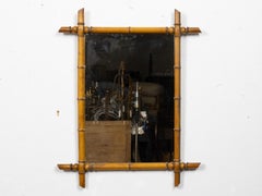 French Faux Bamboo Mirror with Golden Honey Patina, Circa 1900