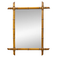 French Faux Bamboo Mirror with Golden Honey Patina, Circa 1900
