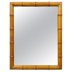French Faux Bamboo Mirror with Honey-Toned Turned Wood Frame, Circa 1900