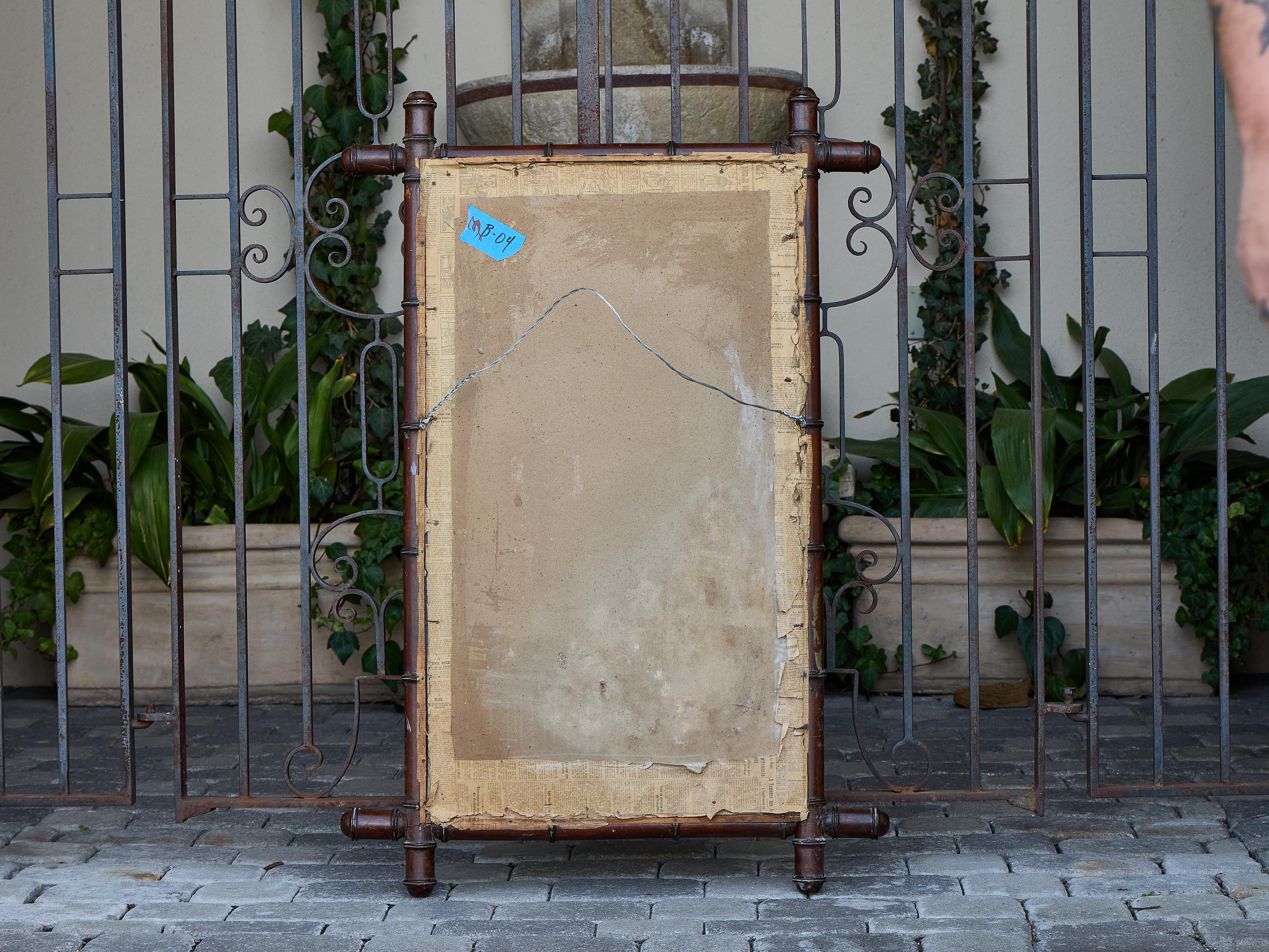 Specchio francese in finto bambù con fascino provinciale rustico, circa 1900 in vendita 1