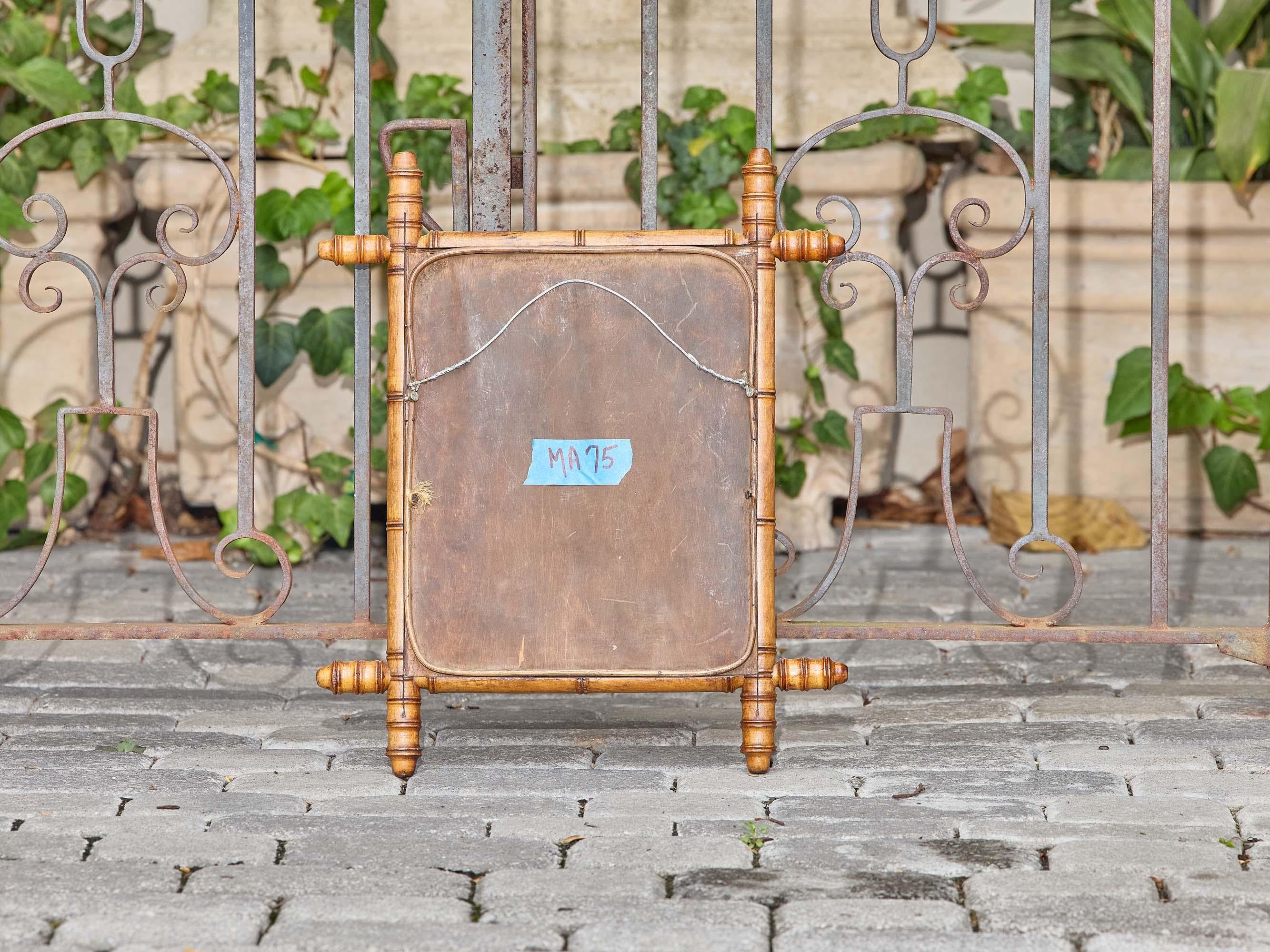 XX secolo Specchio francese in finto bambù con terminali torniti, circa 1900 in vendita